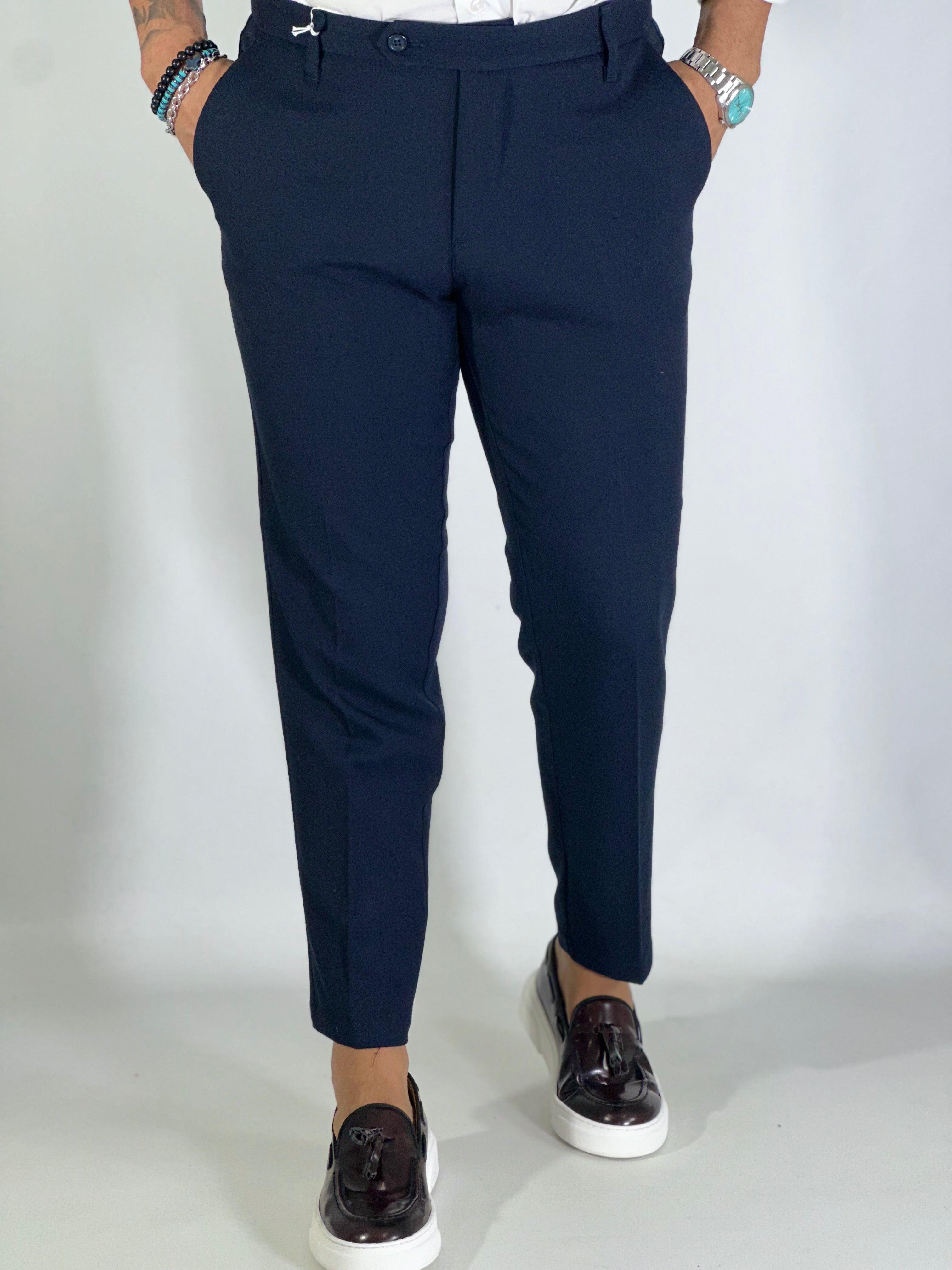 Pantalone elegante blu ELVIS migliaccio