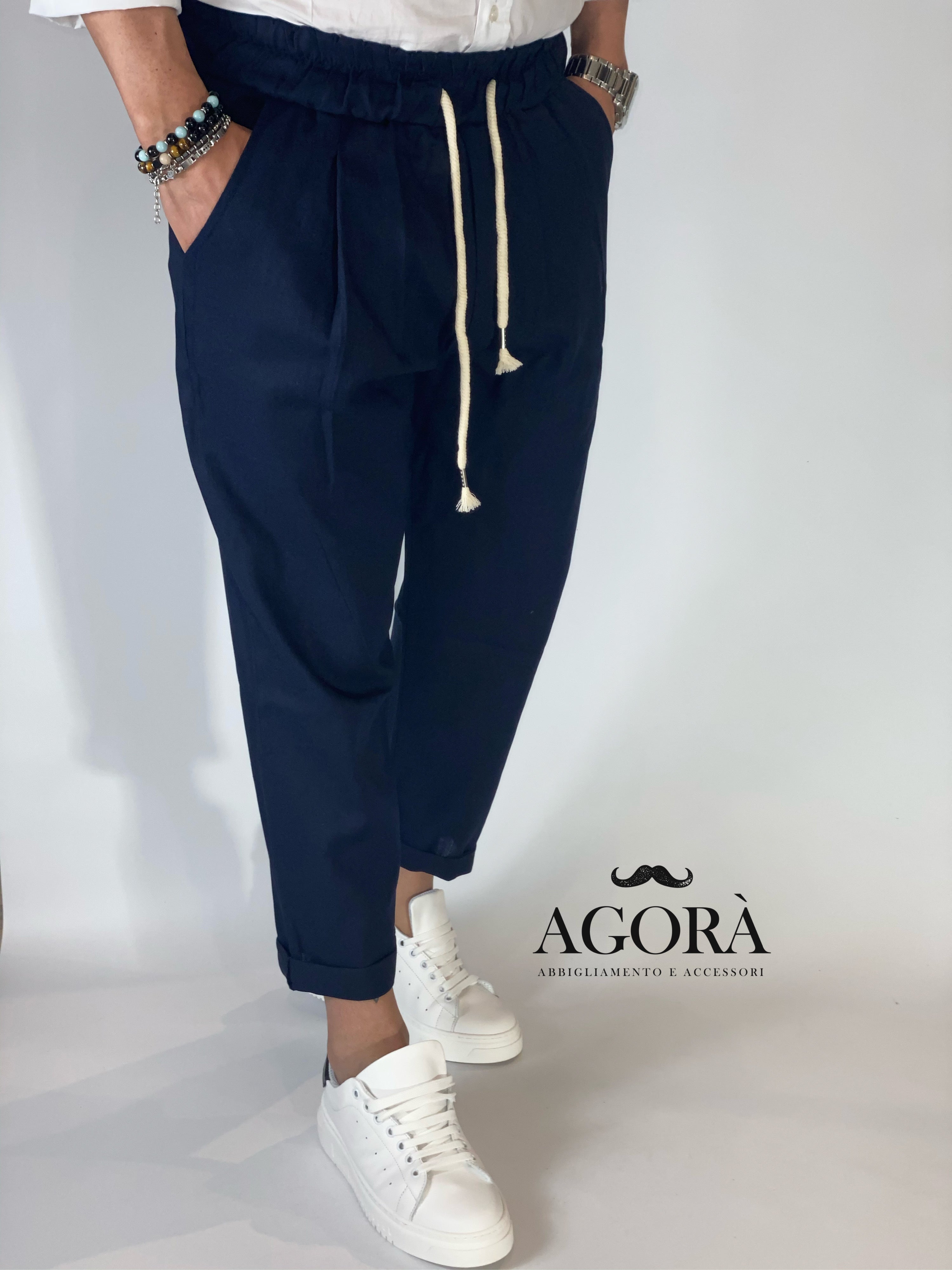 Pantalaccio in lino blu DC5000