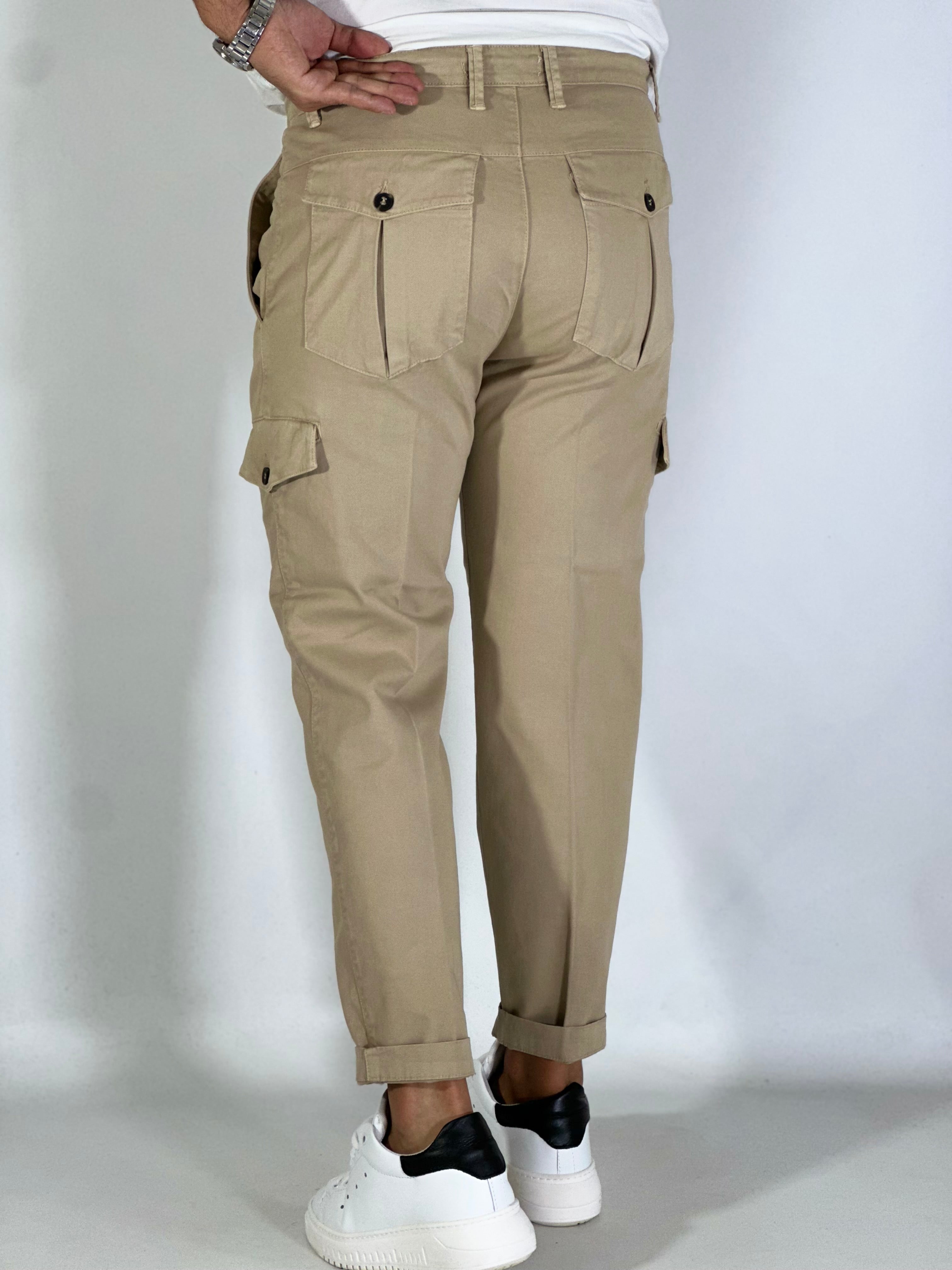 Pantalone slim fit cargo camel BSPL203