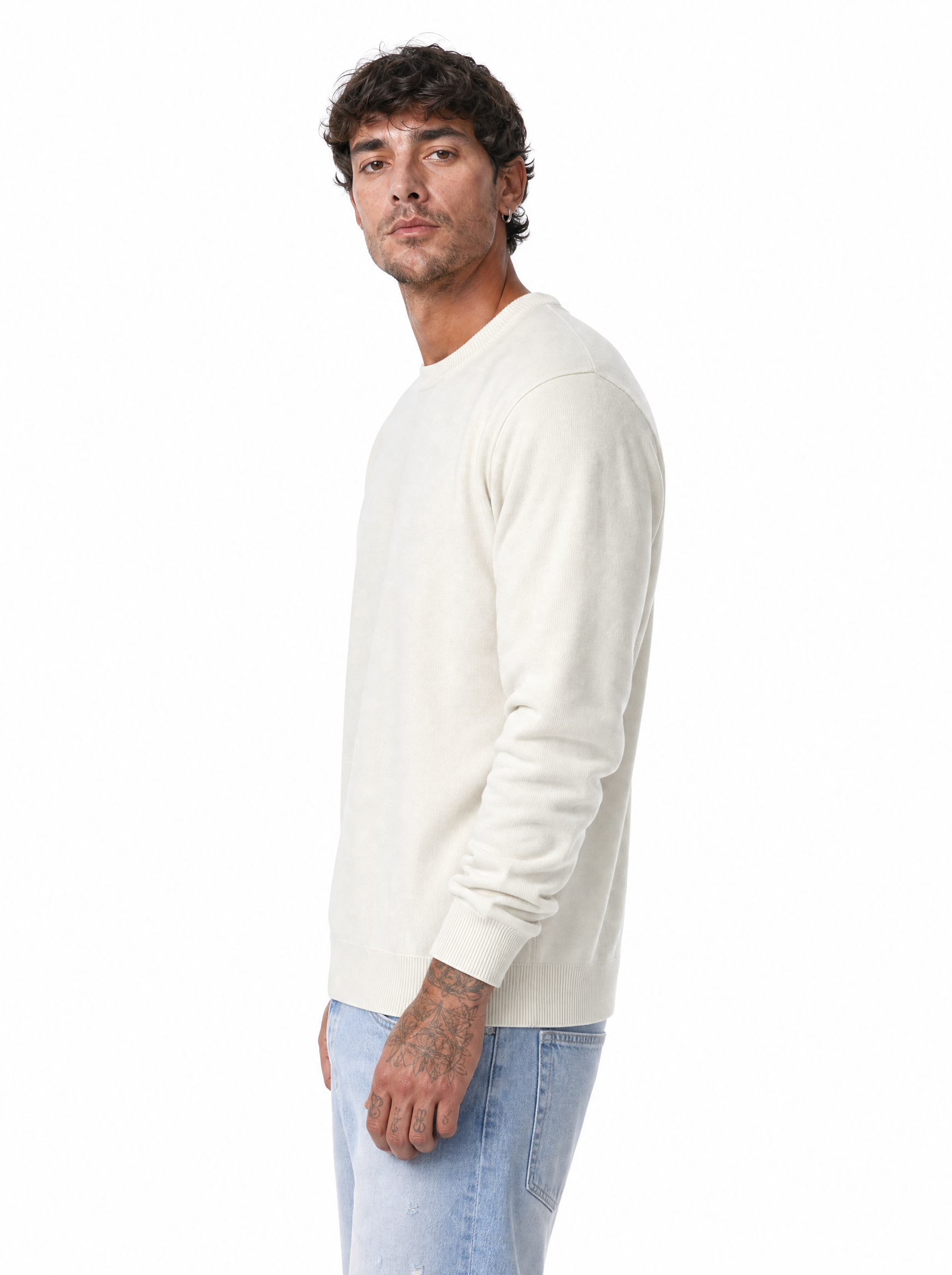 Girocollo rasato rice white W86020