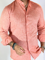 Camicia migliaccio coreana lino ARANCIO