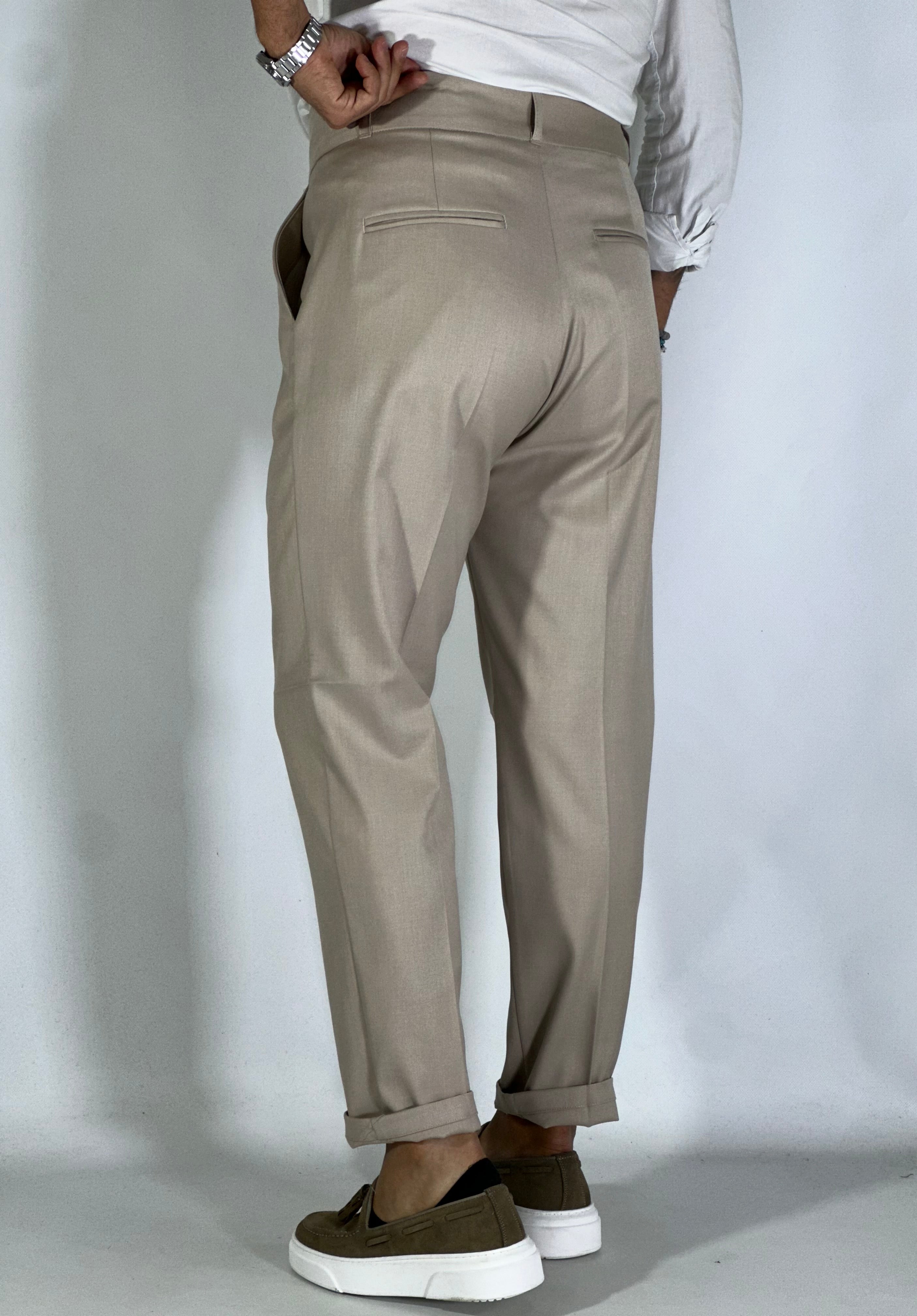 Pantalone vita alta migliaccio beige tennesse