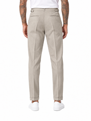 PONCHO Pantalone vita alta con fibbie beige