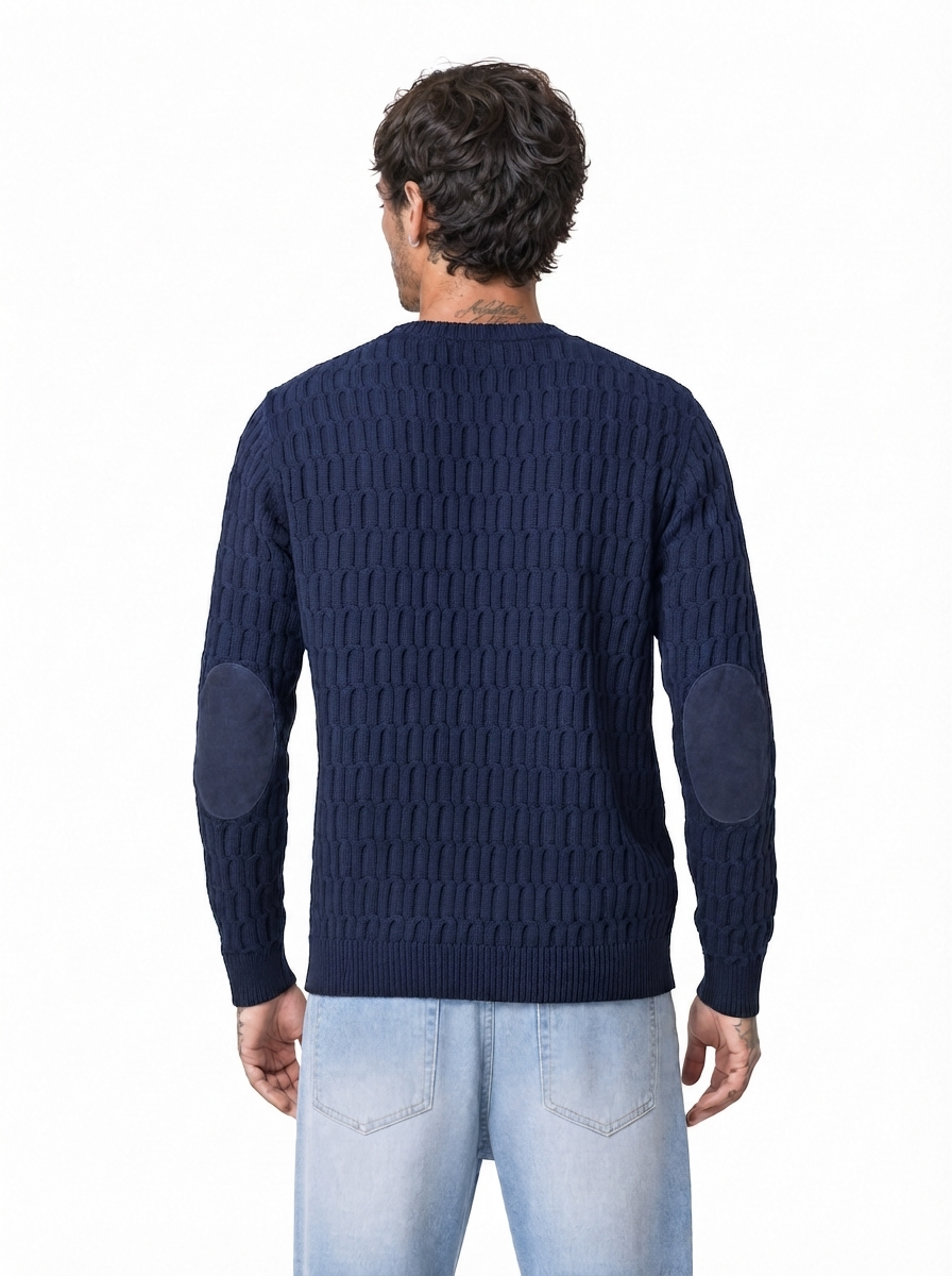 CARRUBE girocollo trecce toppe blu