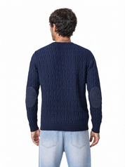 CARRUBE girocollo trecce toppe blu