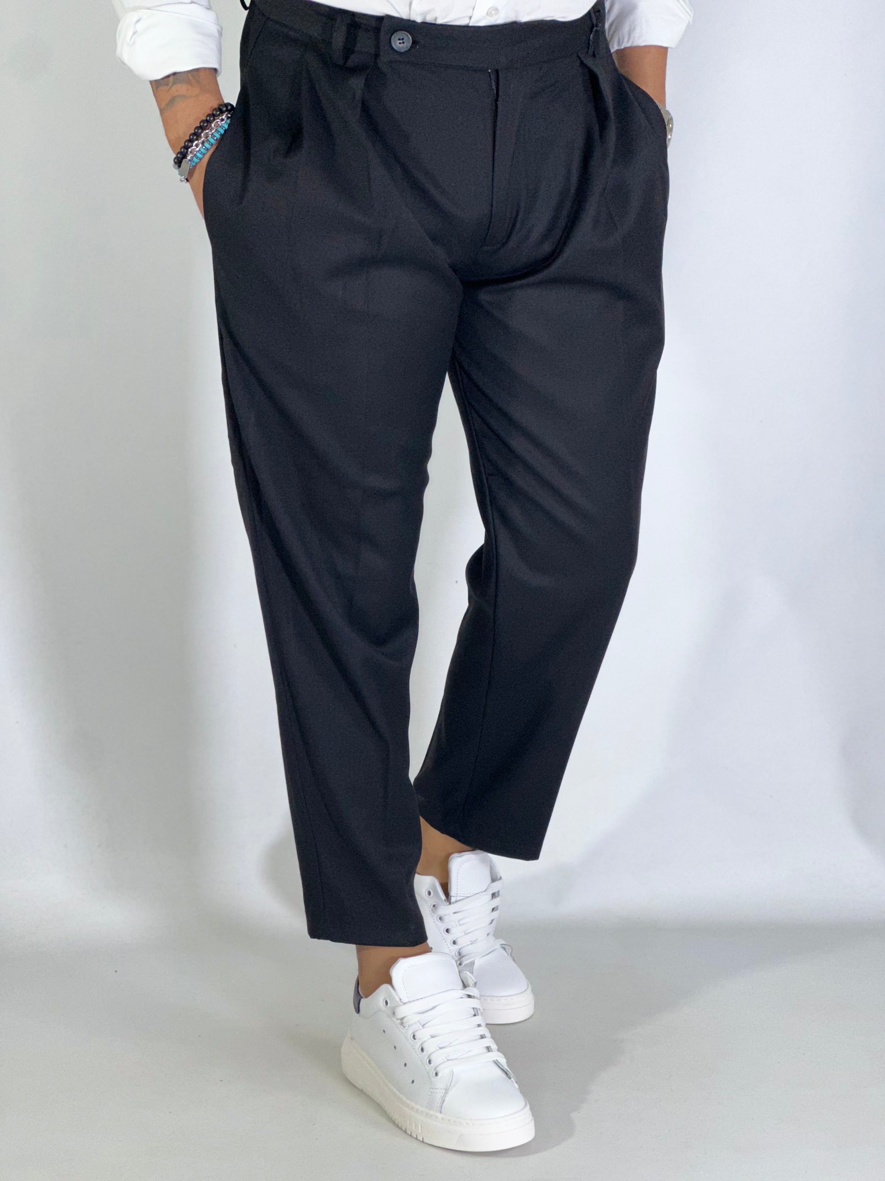 Pantalone elegante con pinces nero GP2151