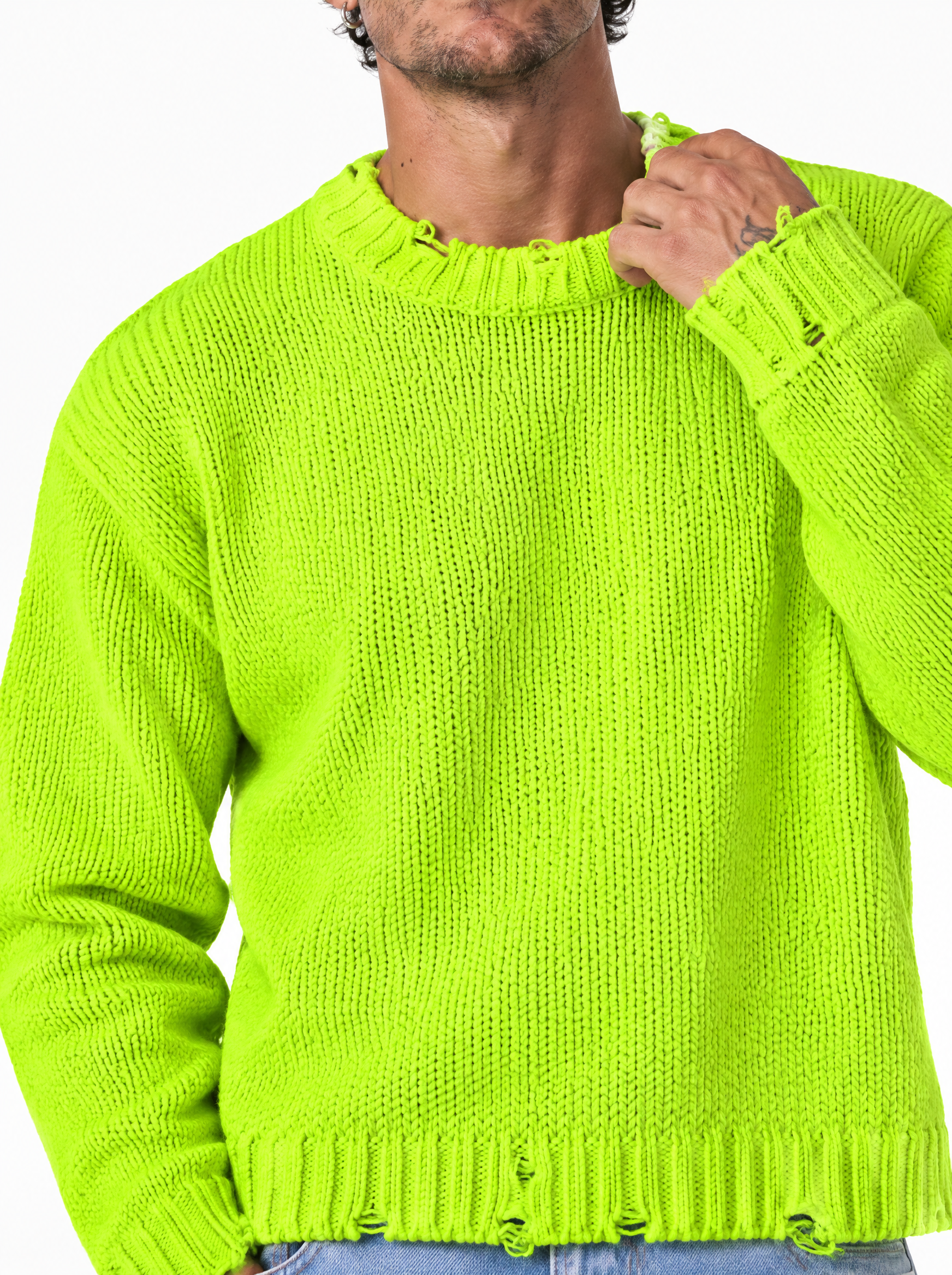 JOLLY girocollo con abrasioni fluo