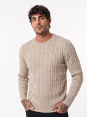 Maglia intrecciata beige AD2213