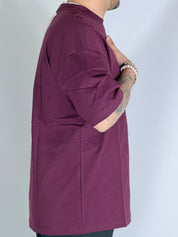 T-Shirt over basic wine red L814901