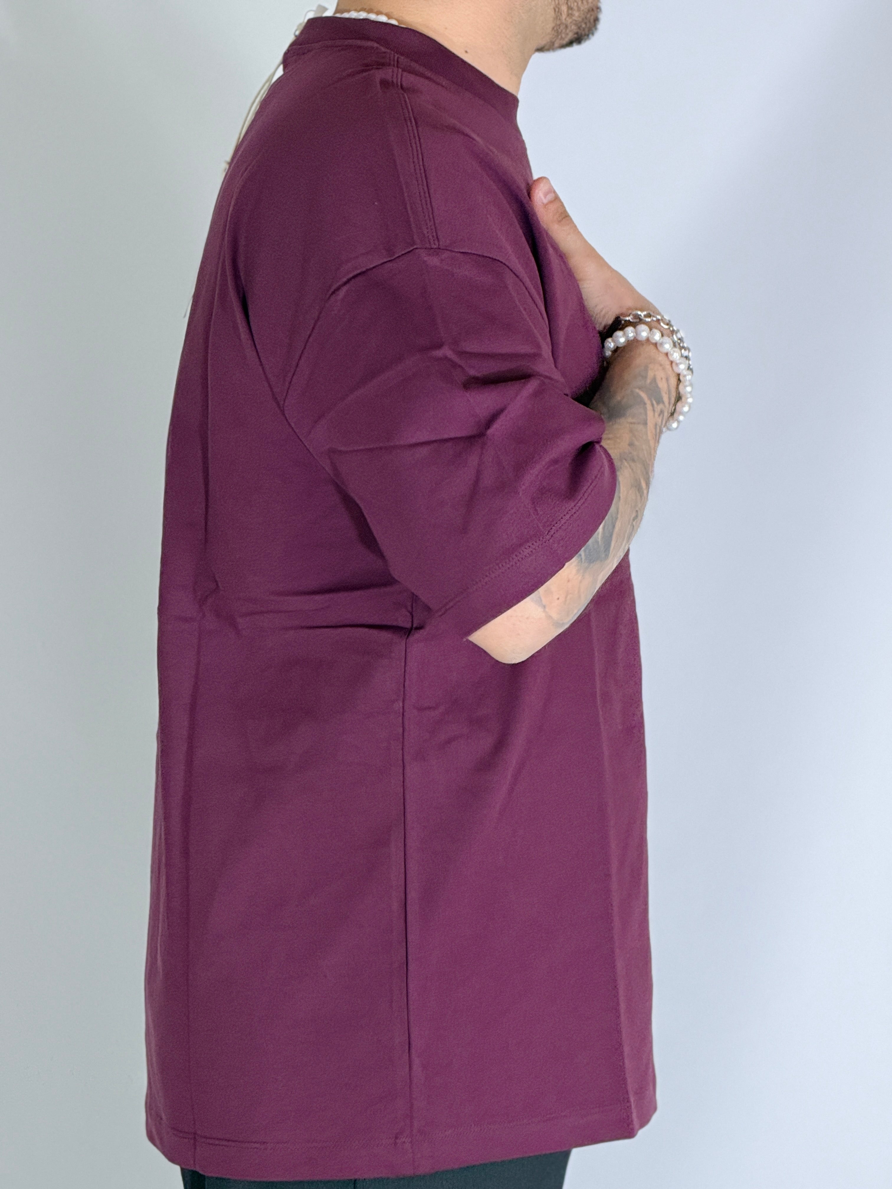T-Shirt over basic wine red L814901