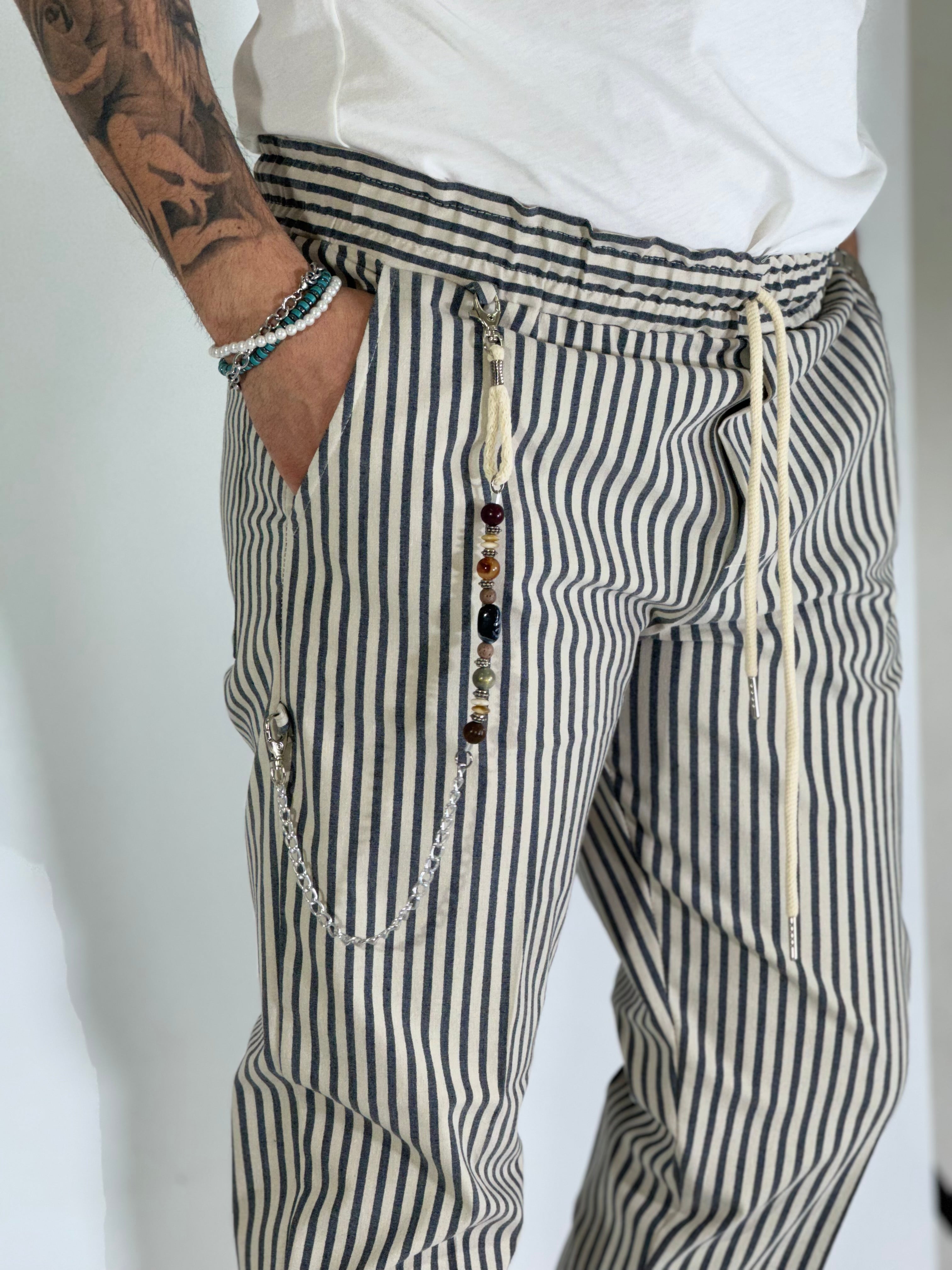 Pantalaccio rigato blu BK25005