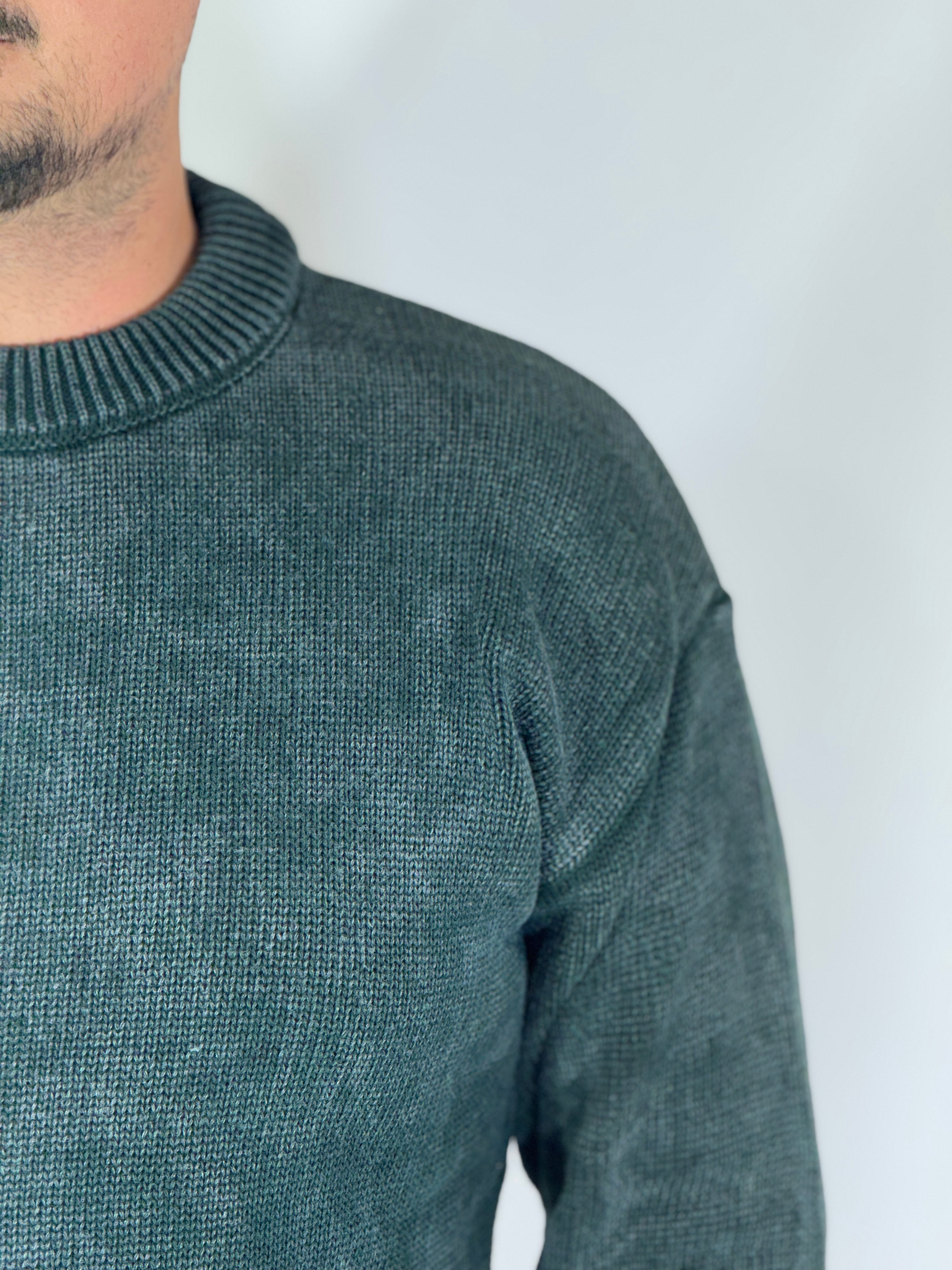 Maglione girocollo melange verde AD25010-12