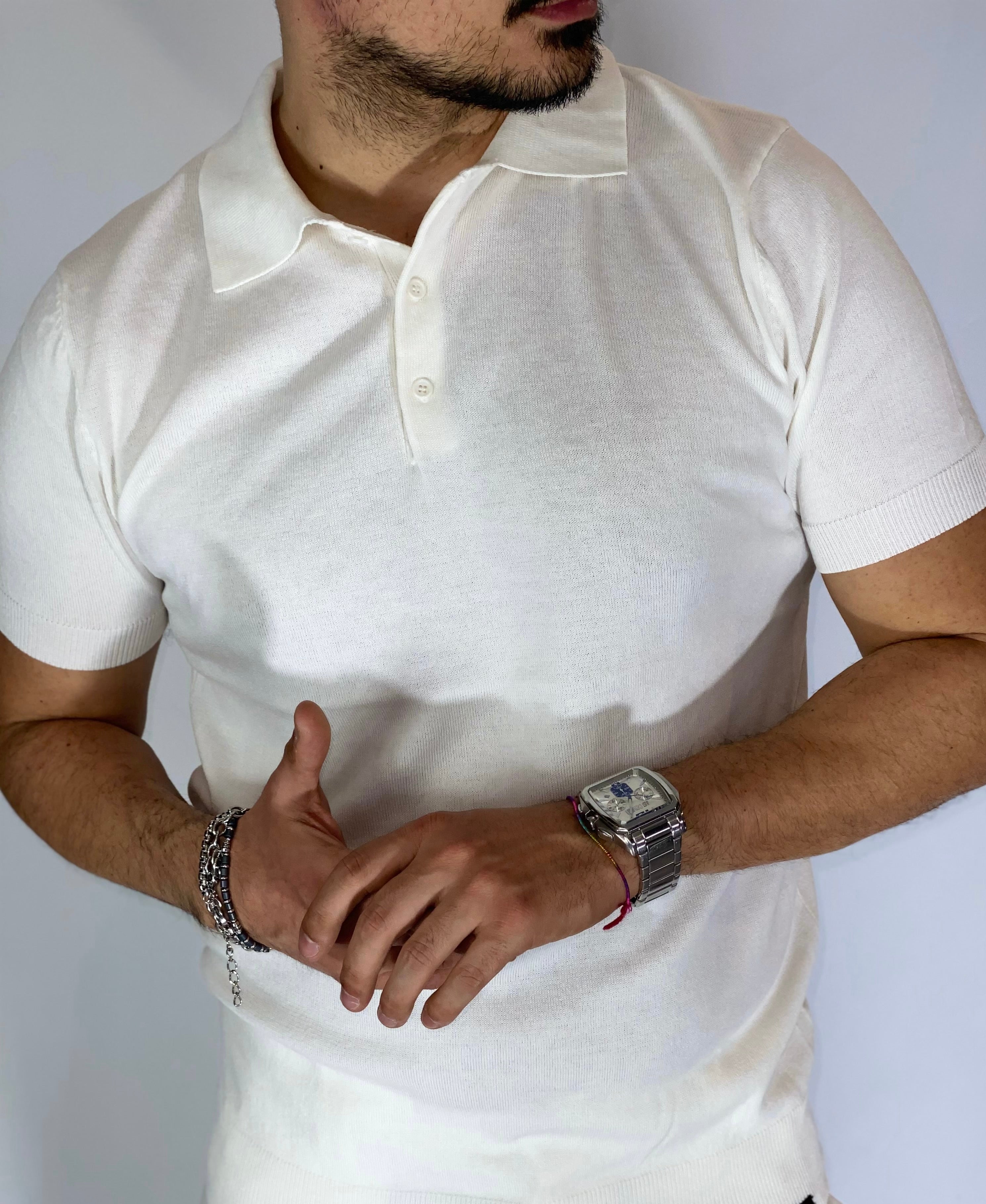 Polo mezza manica white AD09001