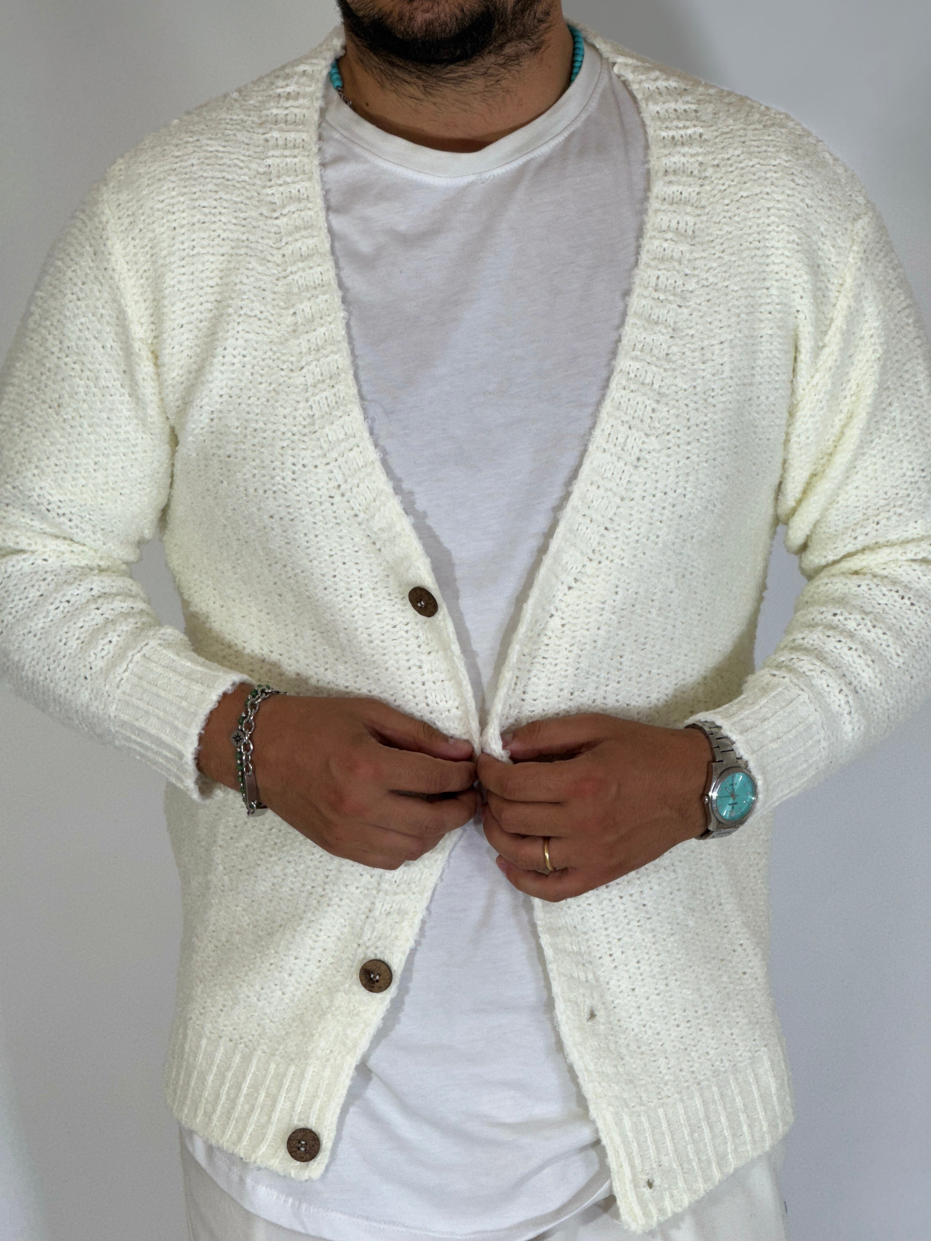 Cardigan boucler panna SER A424