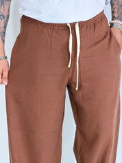Pantalaccio in lino balloon cioccolato KANTO