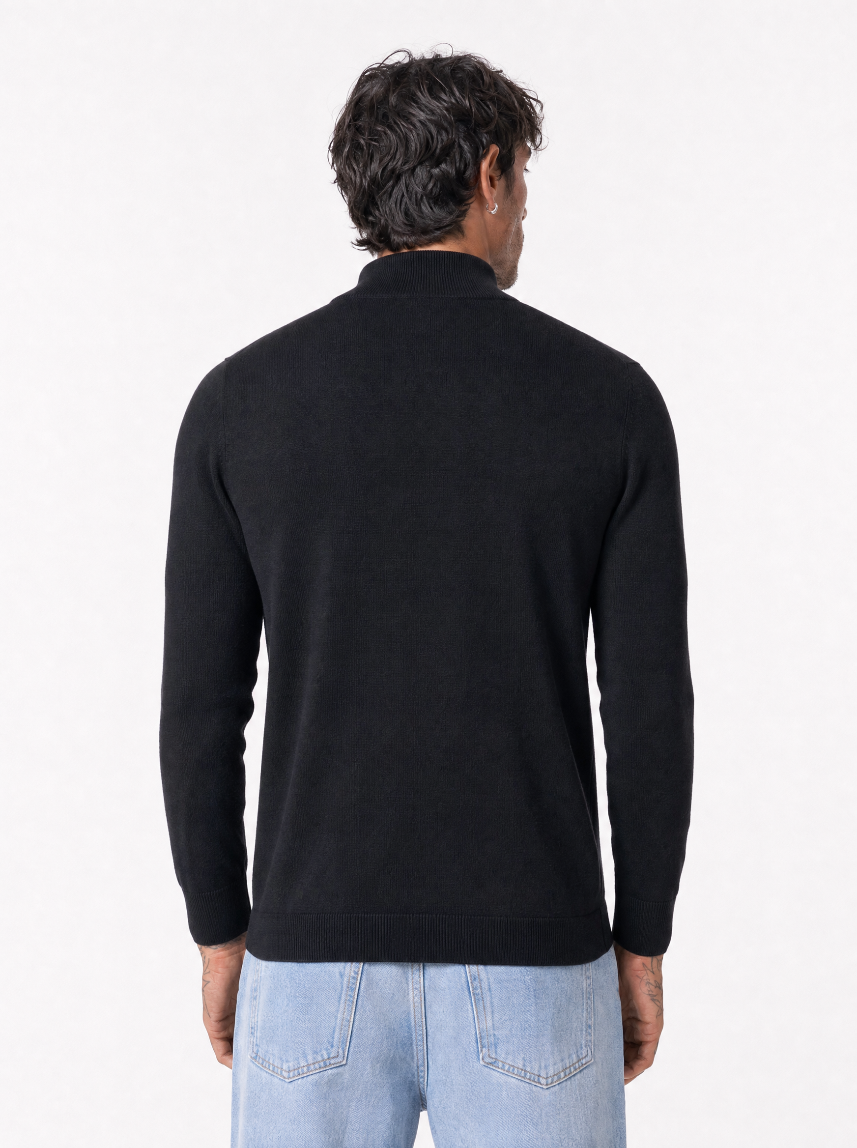 Maglia lupetto zip nera M886