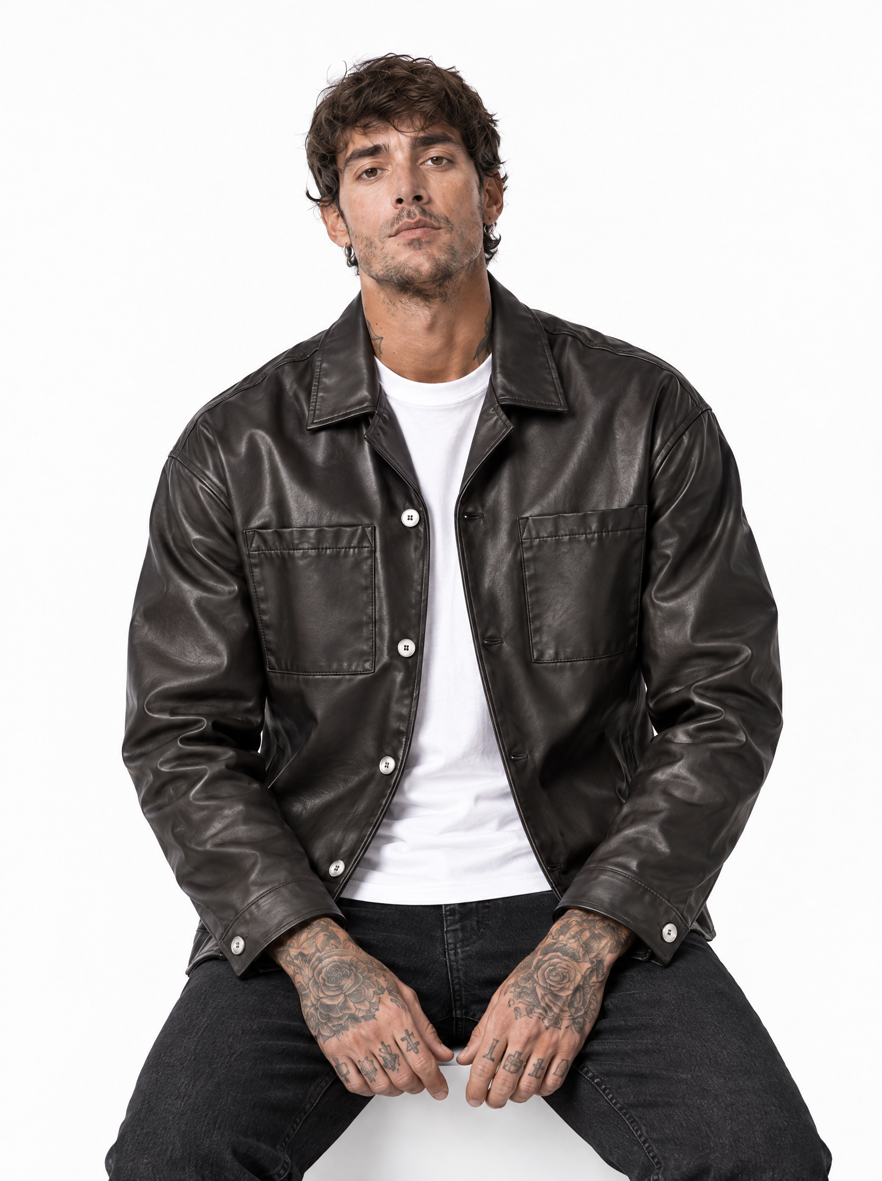 Giubbino eco-pelle nero SMILE4