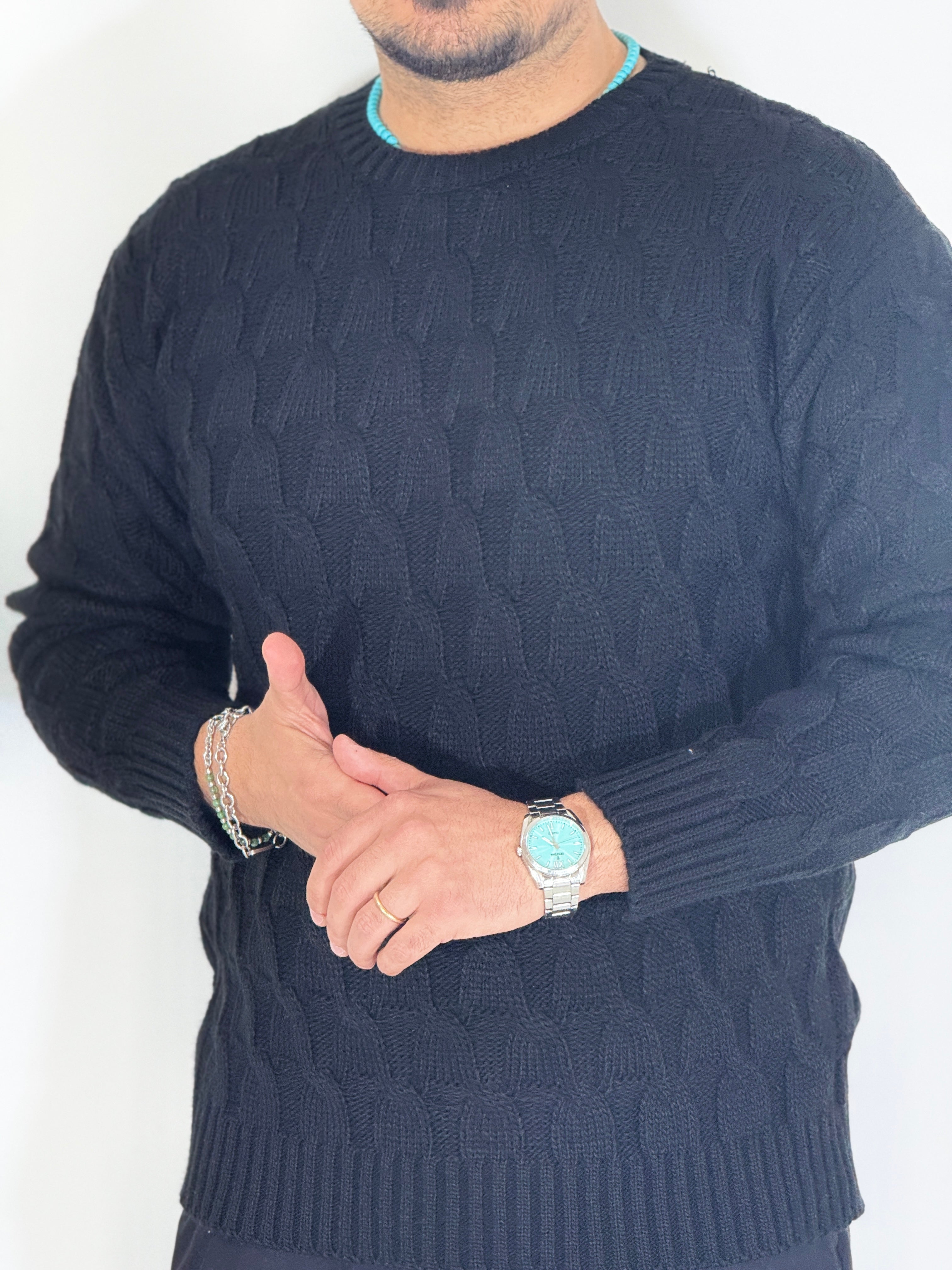 Maglia con trecce nera BK77006