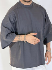 T-shirt over taglio vivo grigia HM834