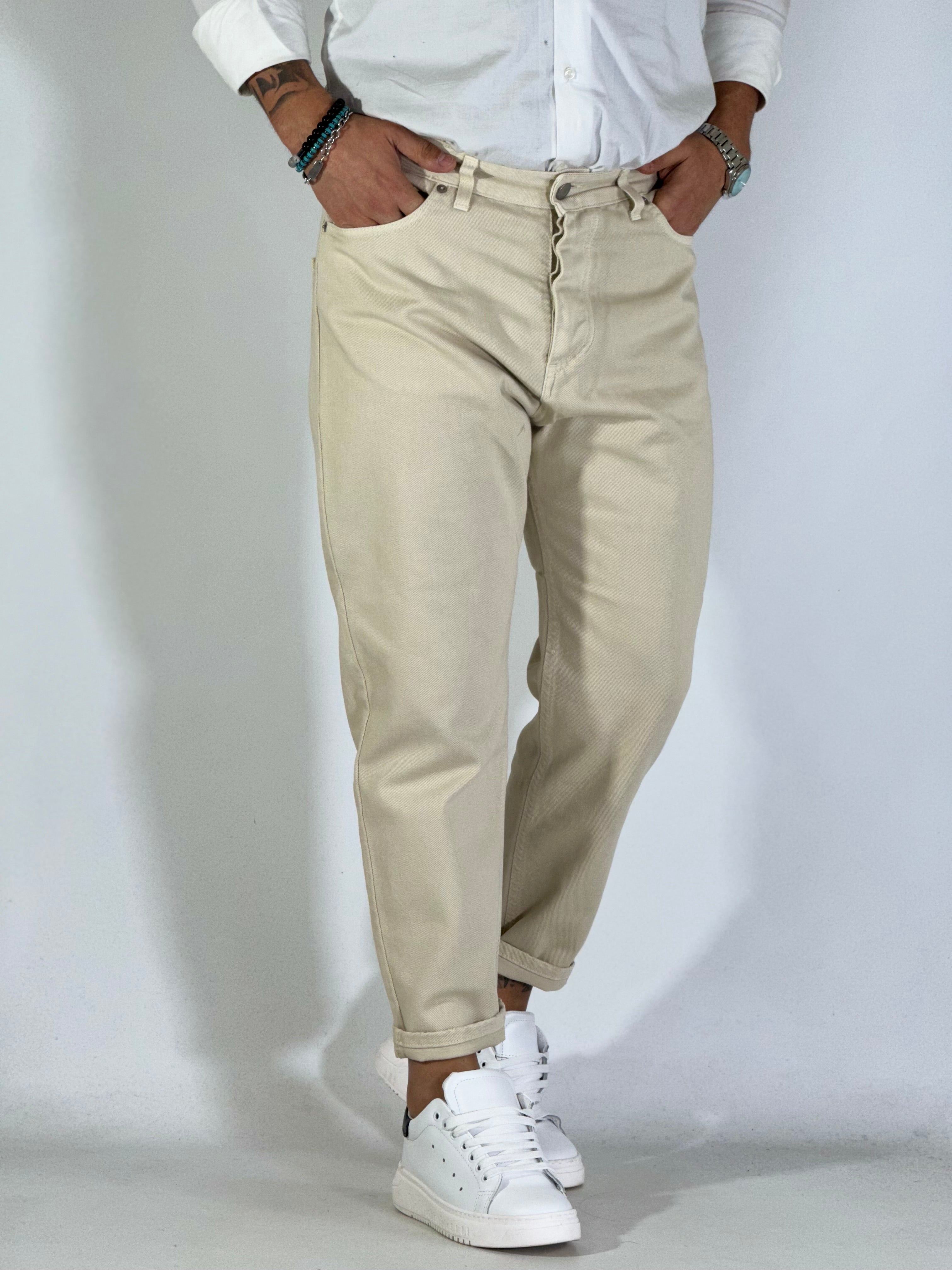 Jeans carrot beige bull pulito 2N2T