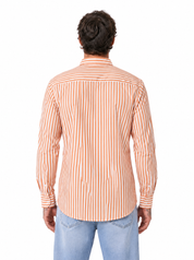 Camicia cotone rigata arancio 601/BLK