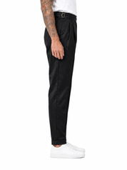 EXPLORER Pantalone vita alta con fibbie nero