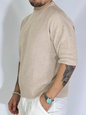 T-shirt boxi cropped beige PACIFIC