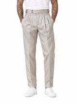 EXPLORER Pantalone vita alta con fibbie beige