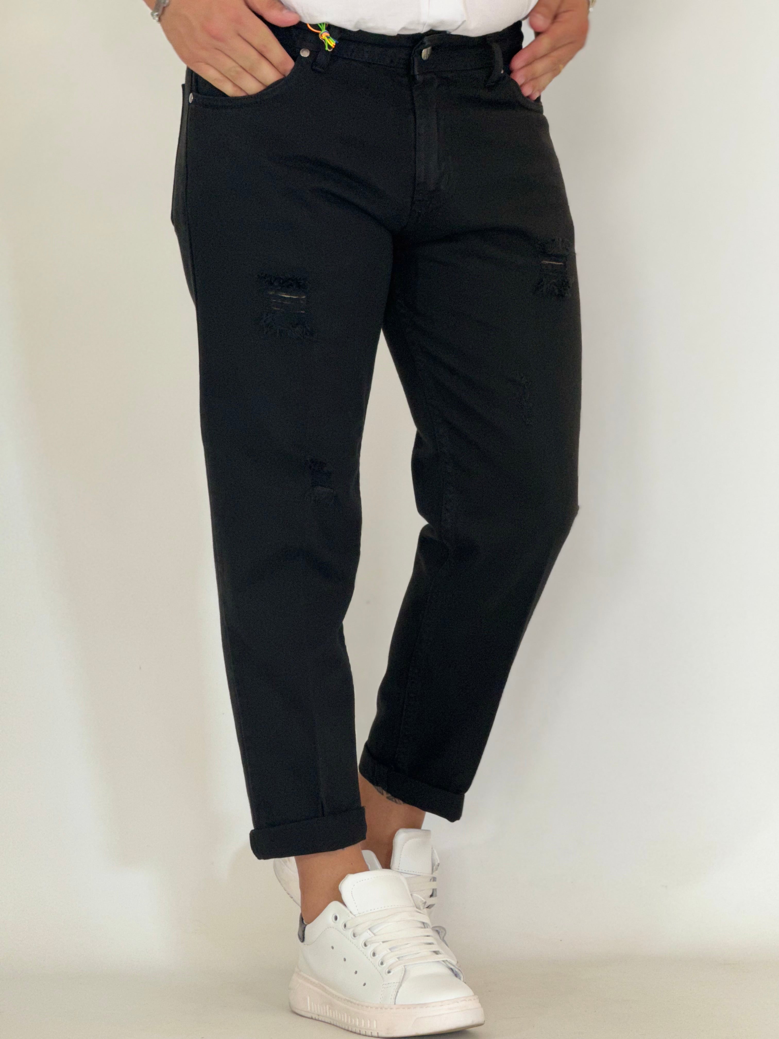 Pantalone loose fit nero 6227