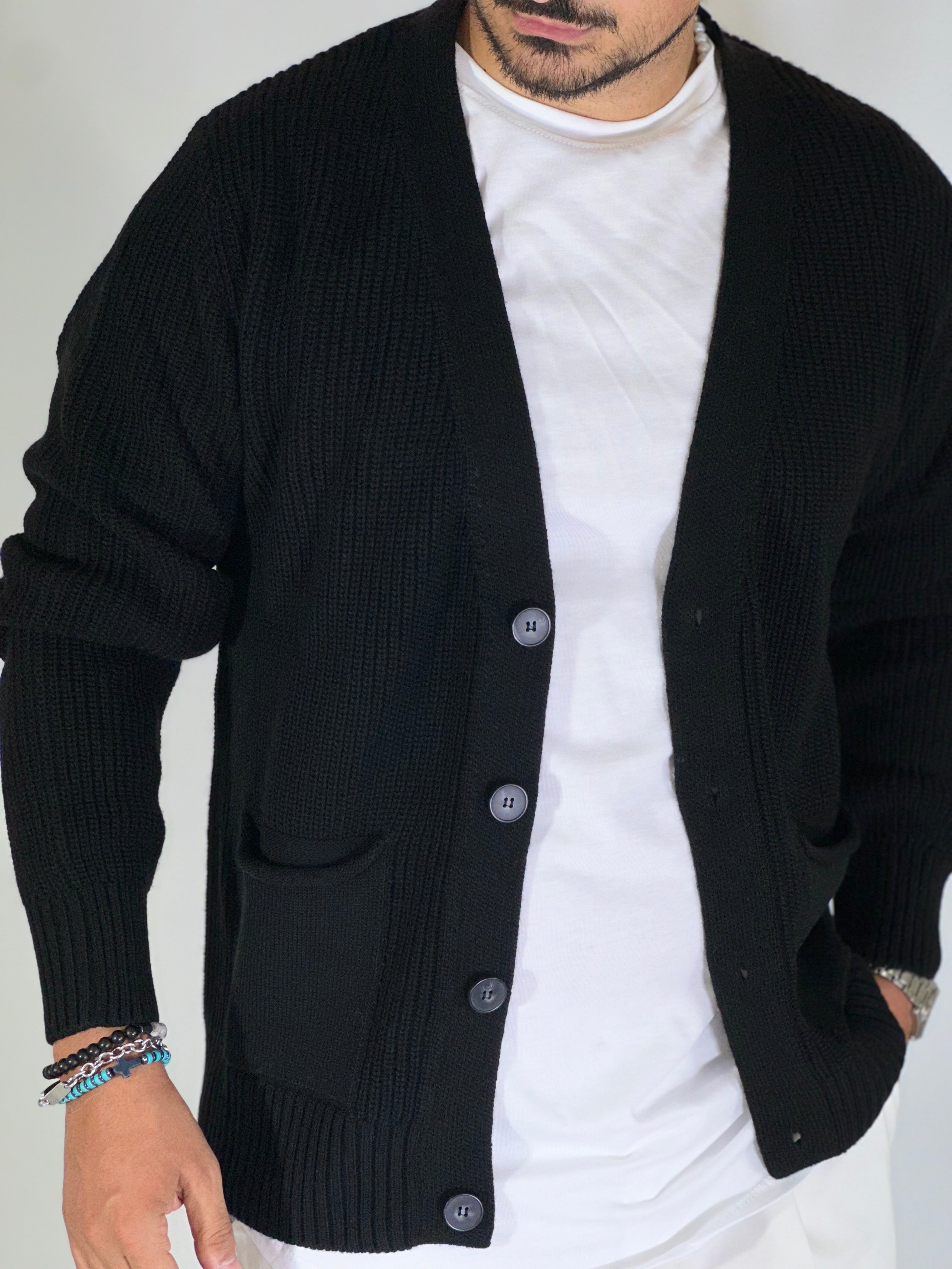 Cardigan con tasche nero PHC/019