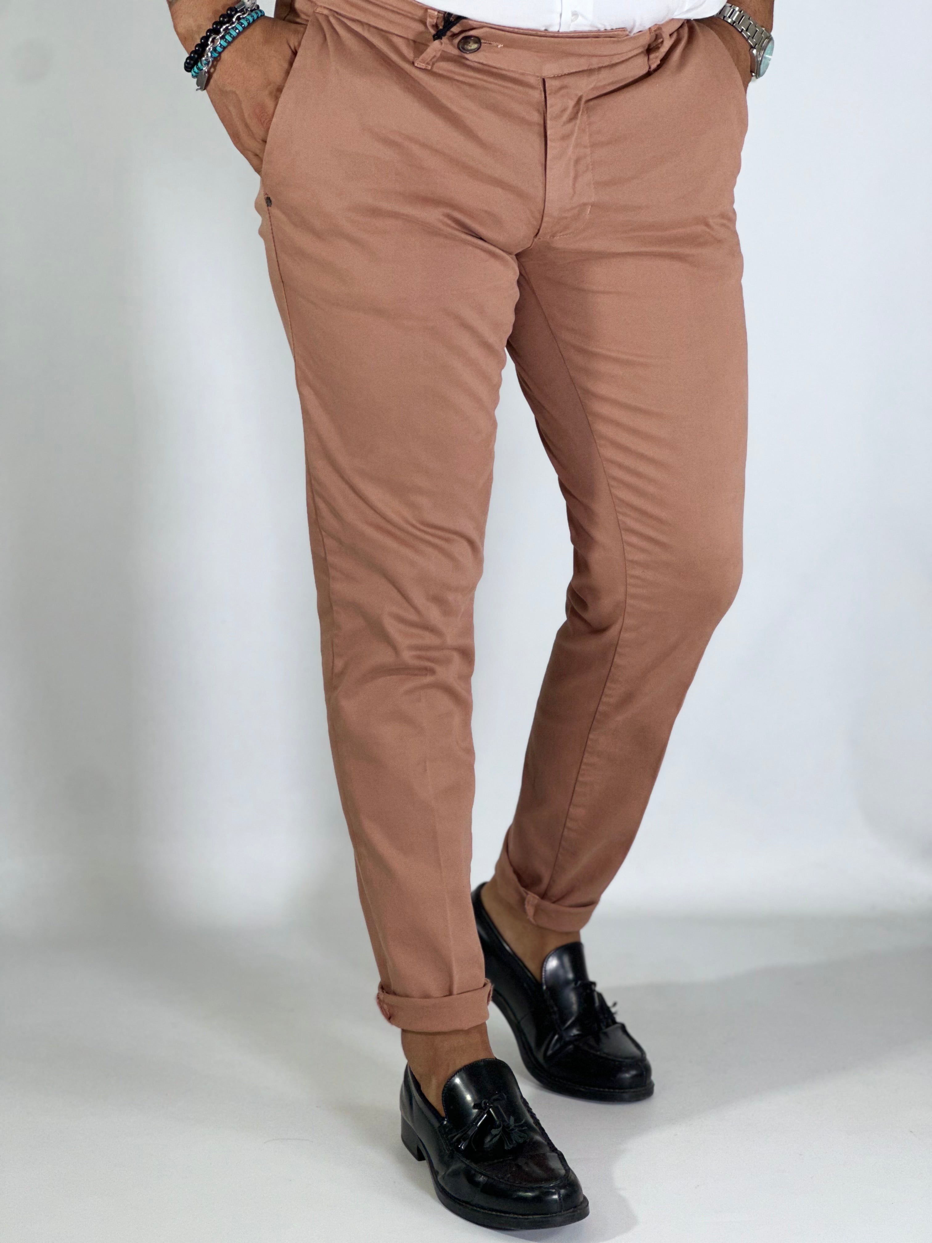 Pantalone slim capri fit mattone GPE400