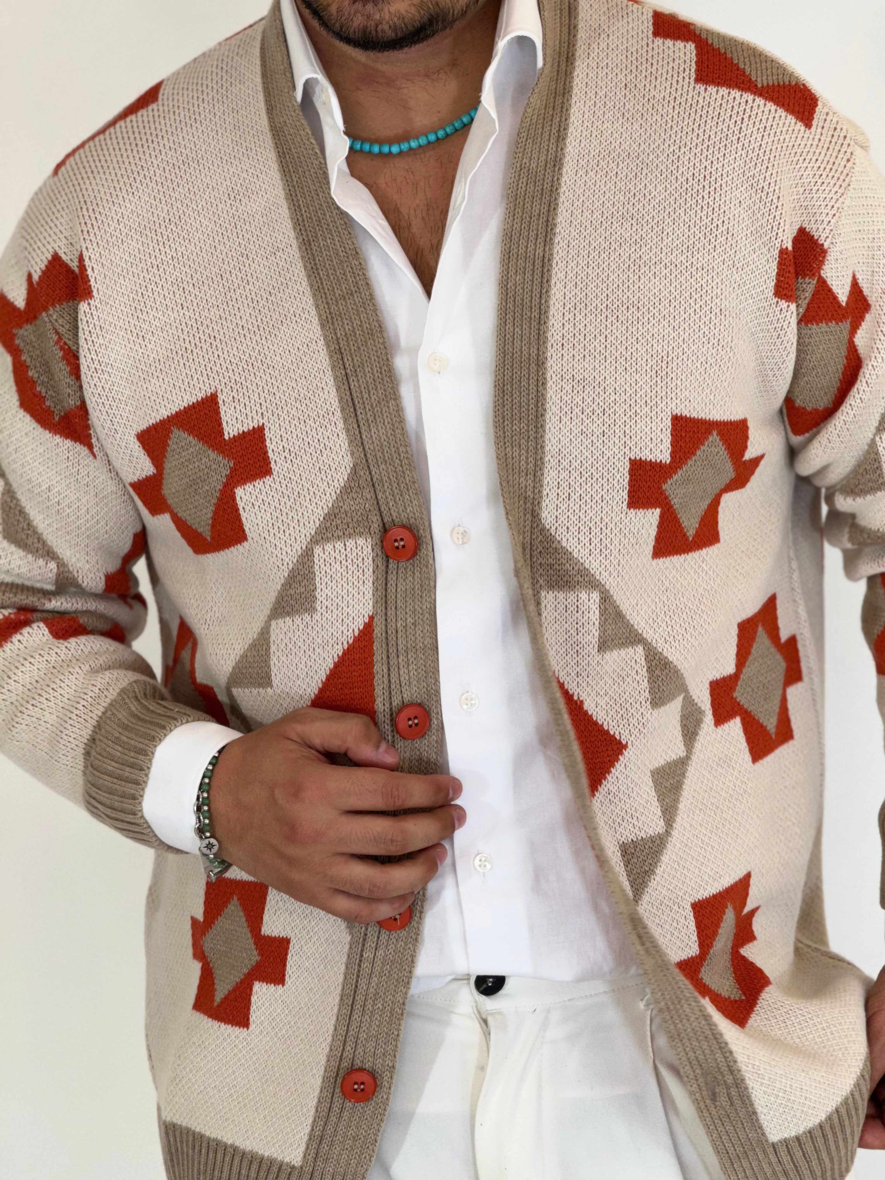 Cardigan azteco avorio BPK2508