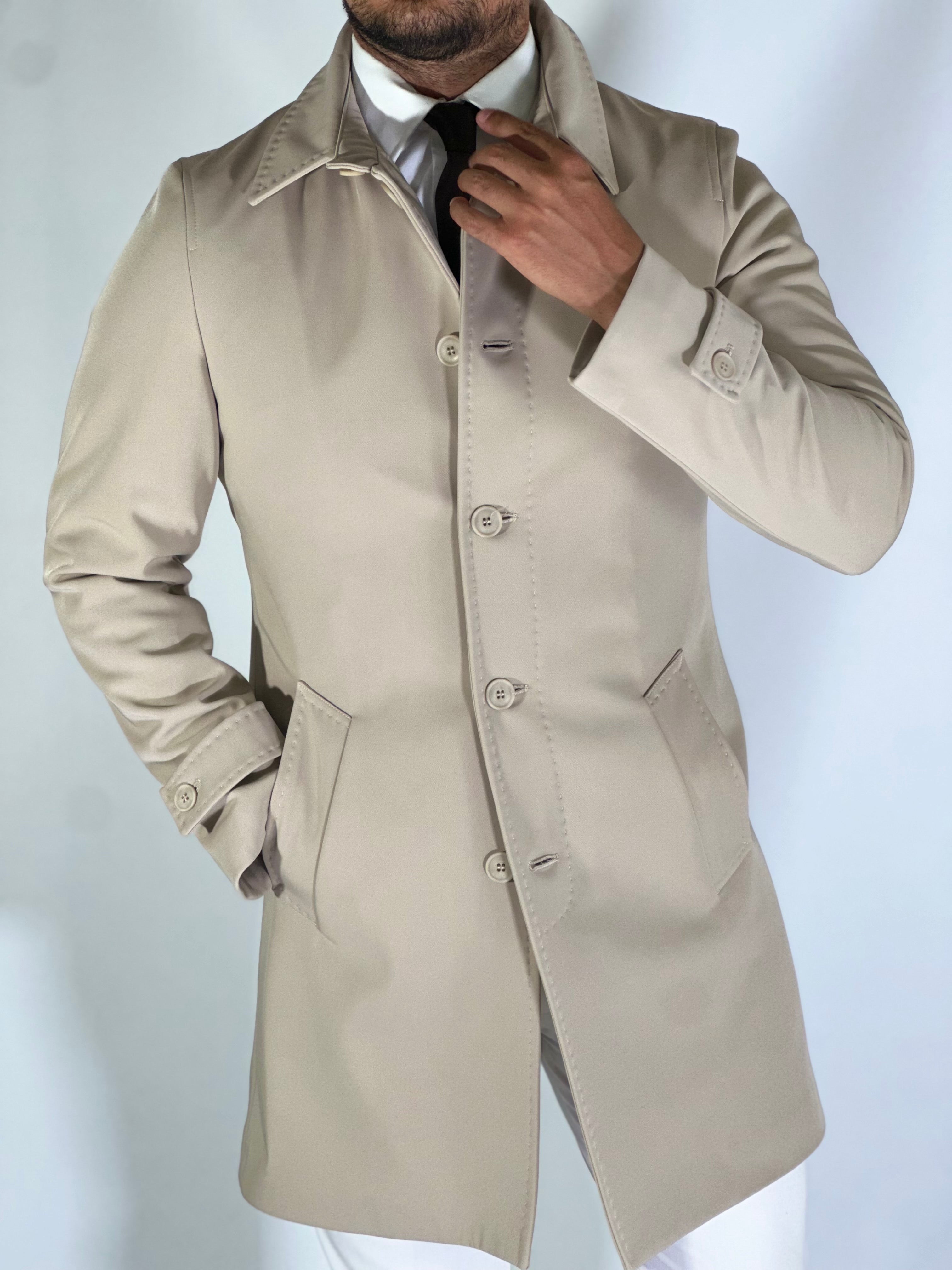 Trench elegant imbottito beige RABARBARO MARCO NILS