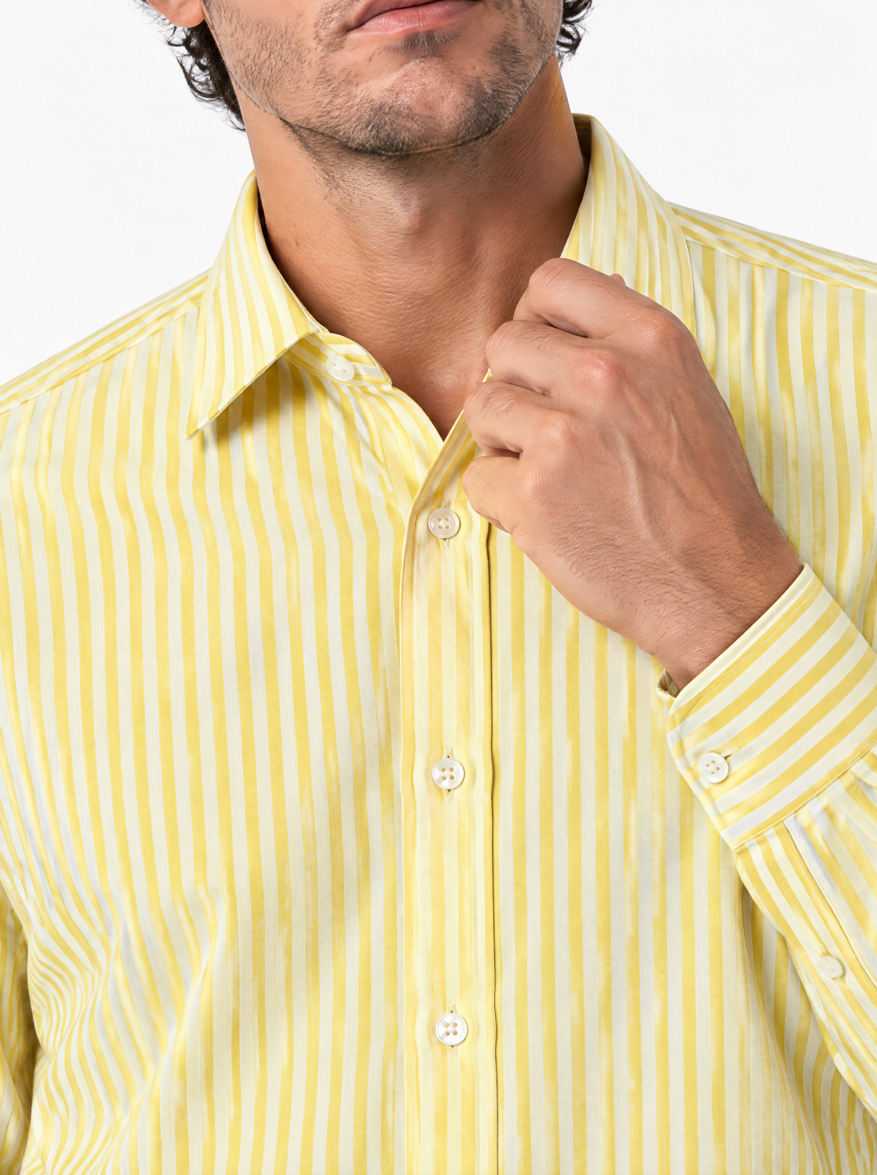 Camicia cotone rigata gialla 601/BLK