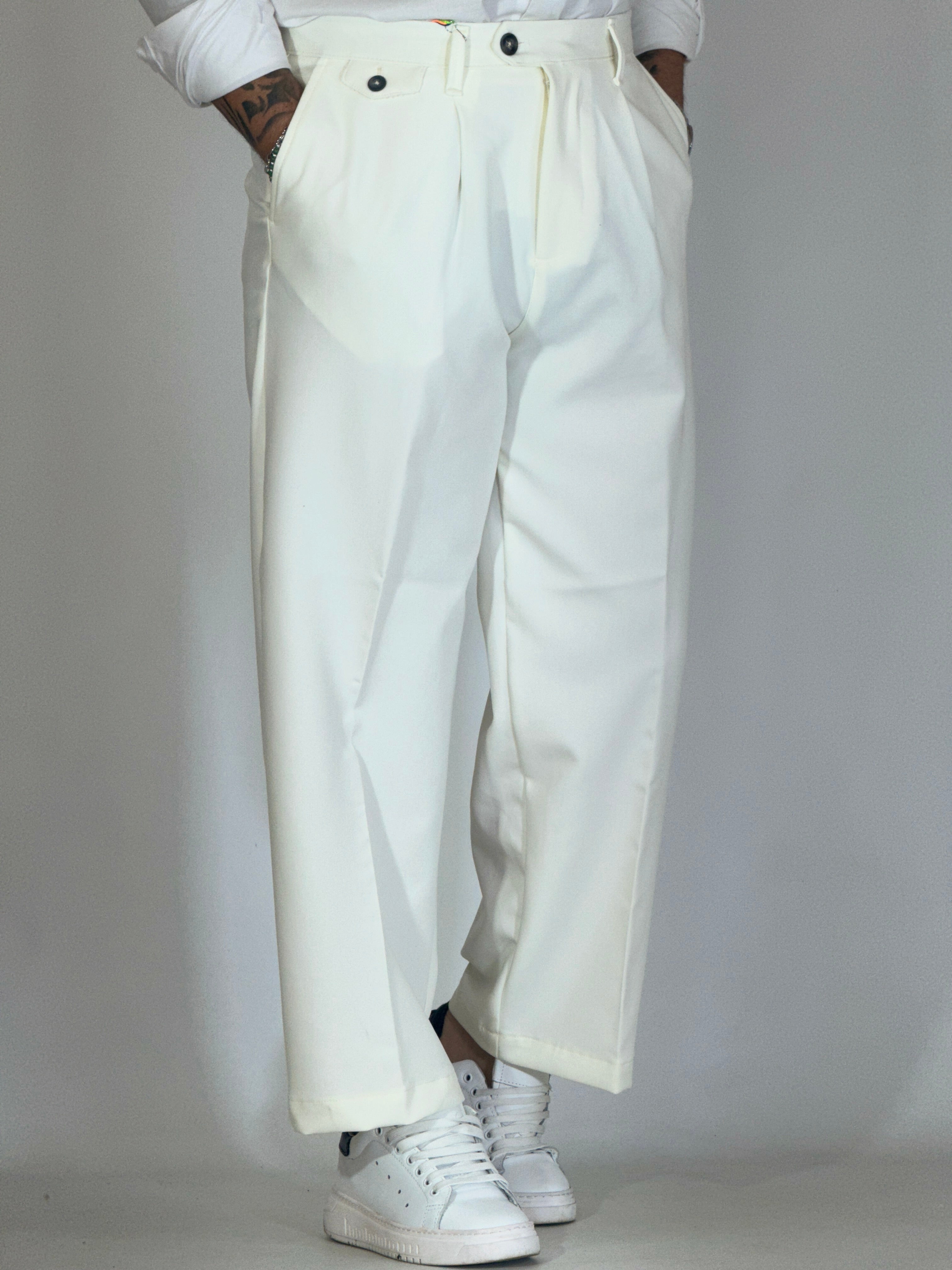 Pantalone vita alta panna KLAUS