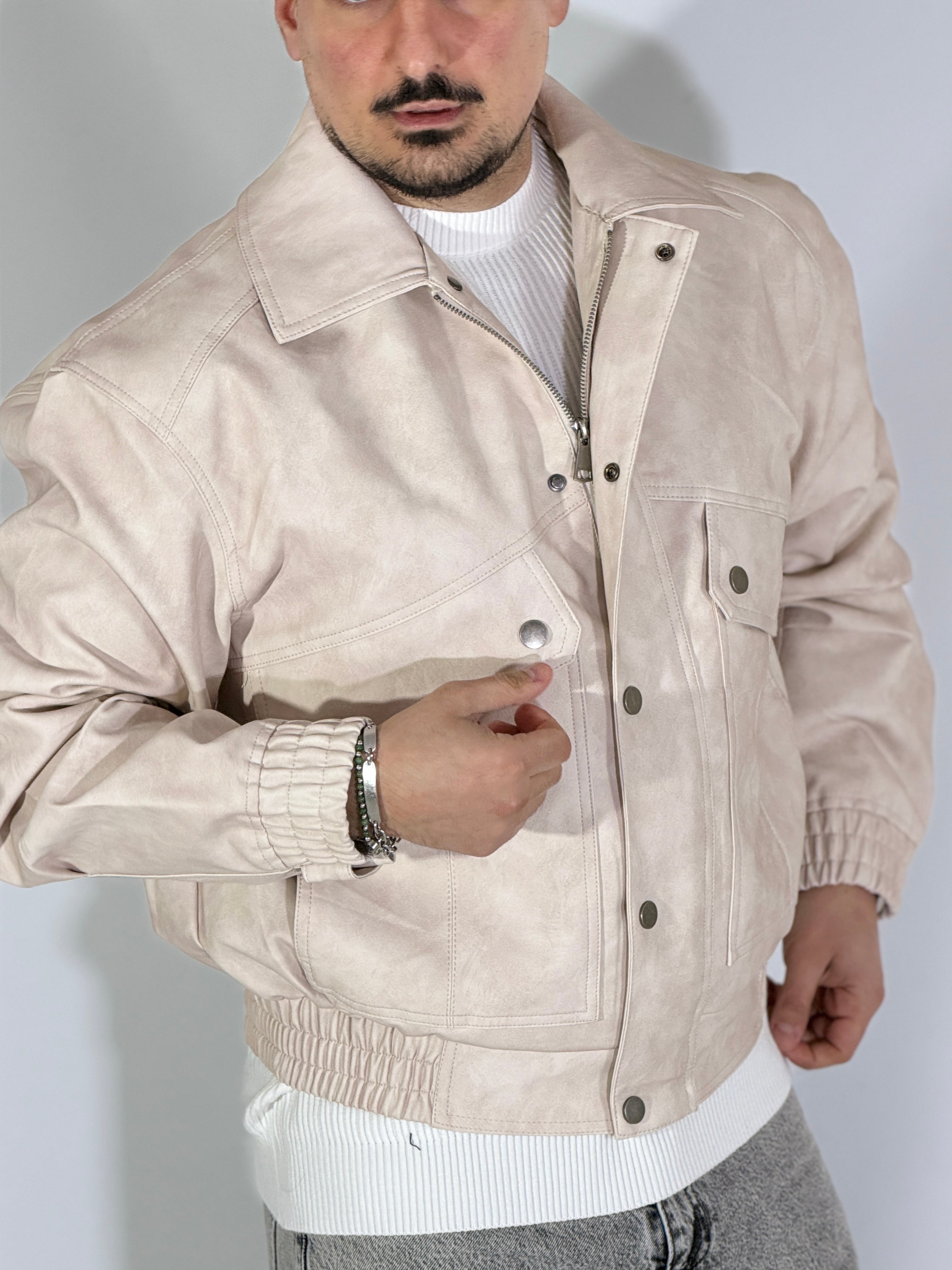 Giubbino eco-pelle panna XH8923