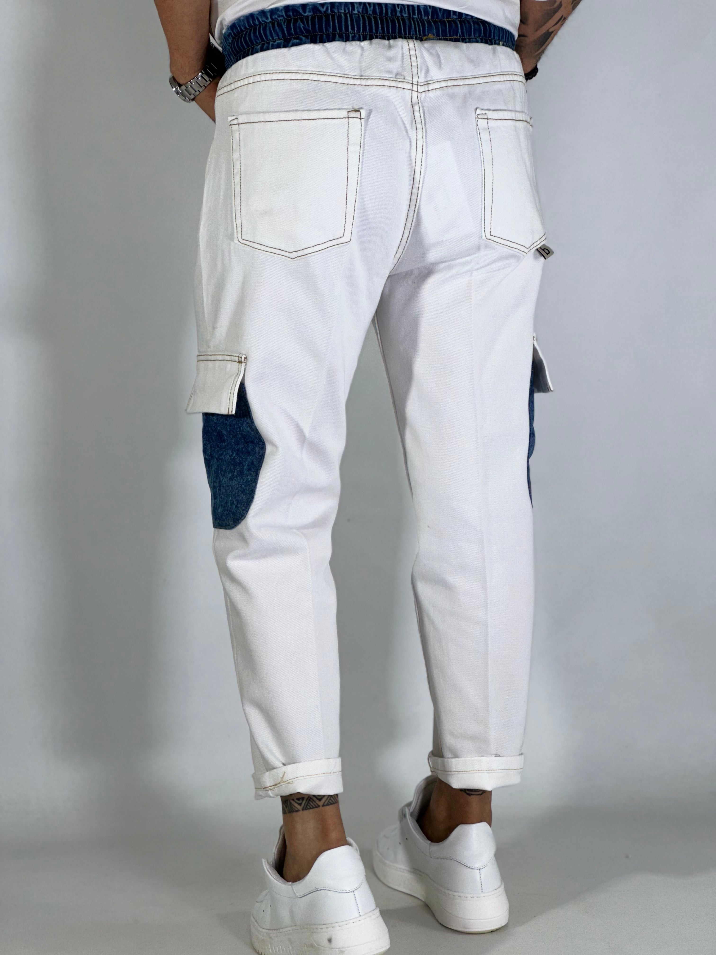 Pantalaccio jeans cargo bianco BLKS/3022