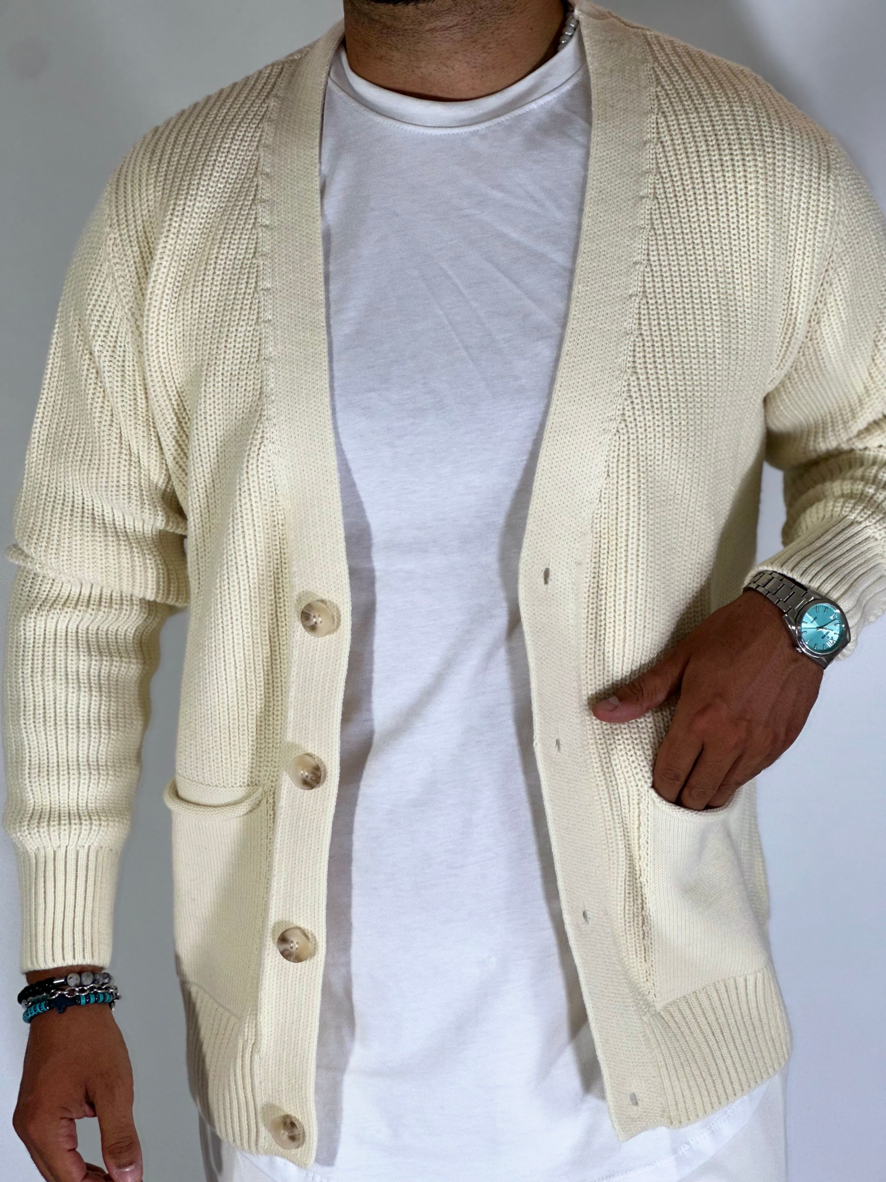 Cardigan con tasche beige PHC/019