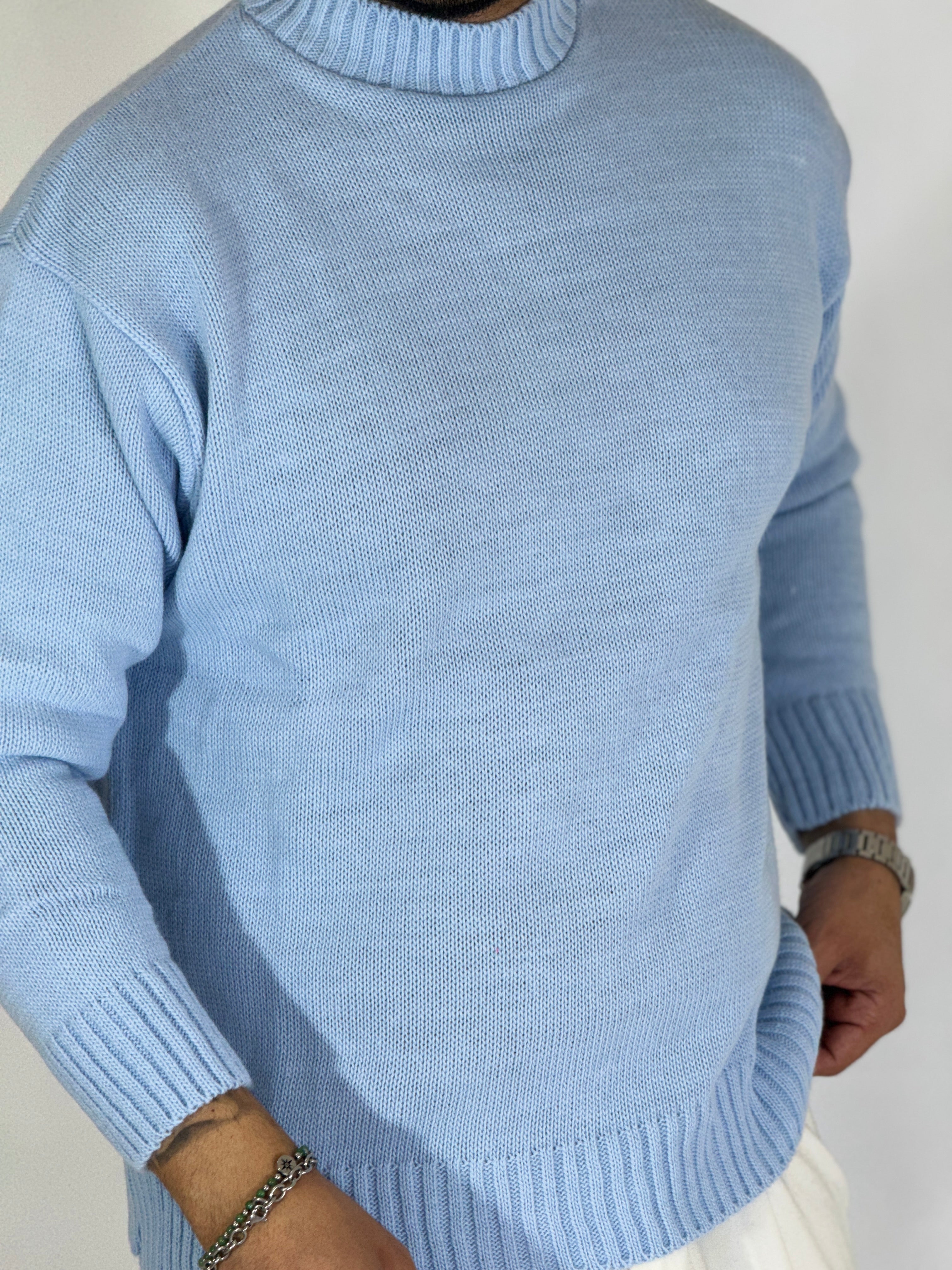 Maglione rasato blu chiaro AD1654