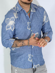 Camicia collo ricamata jeans MILOS