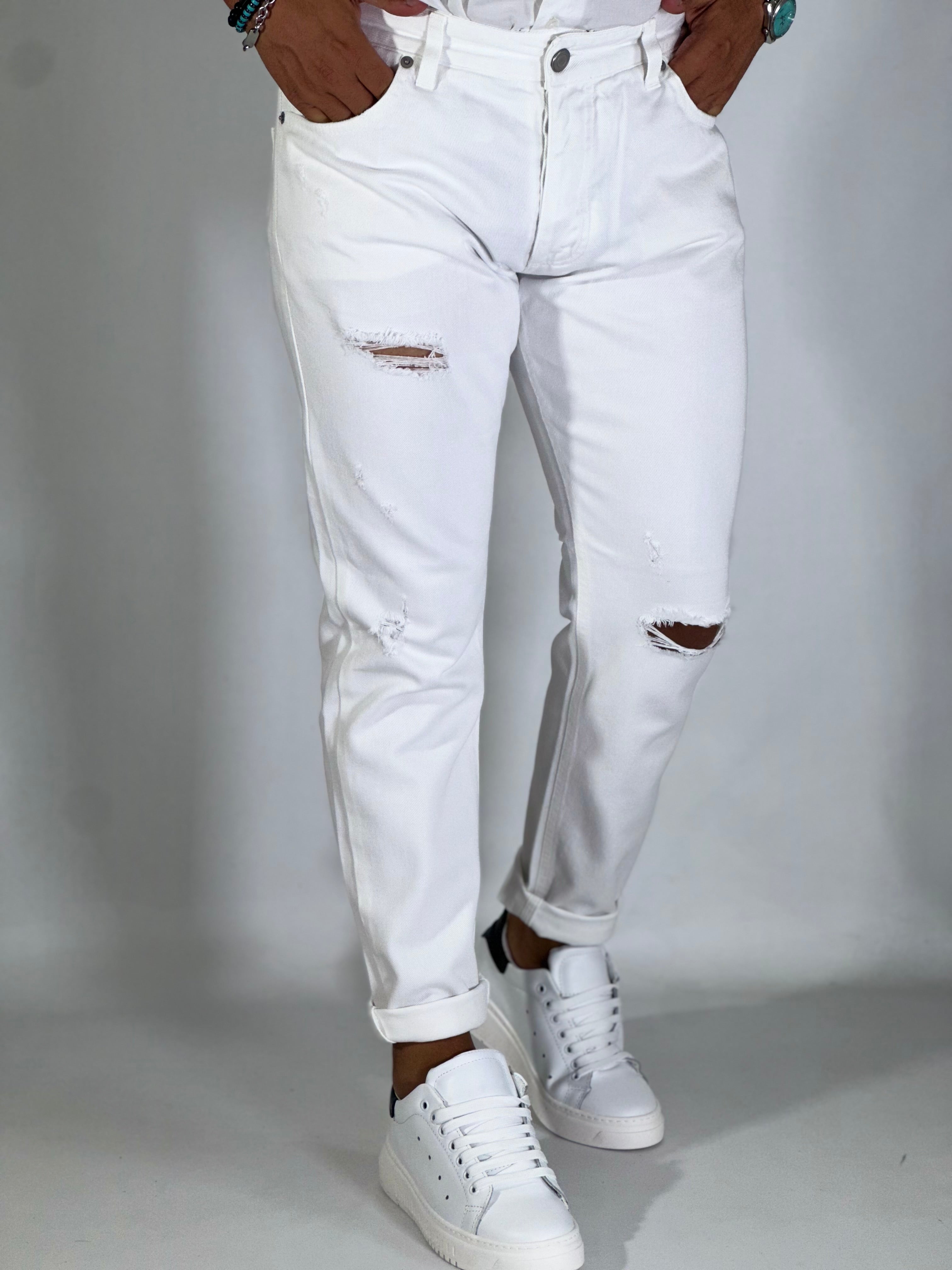 Pantalone slim fit bianco 2N2T DRILL