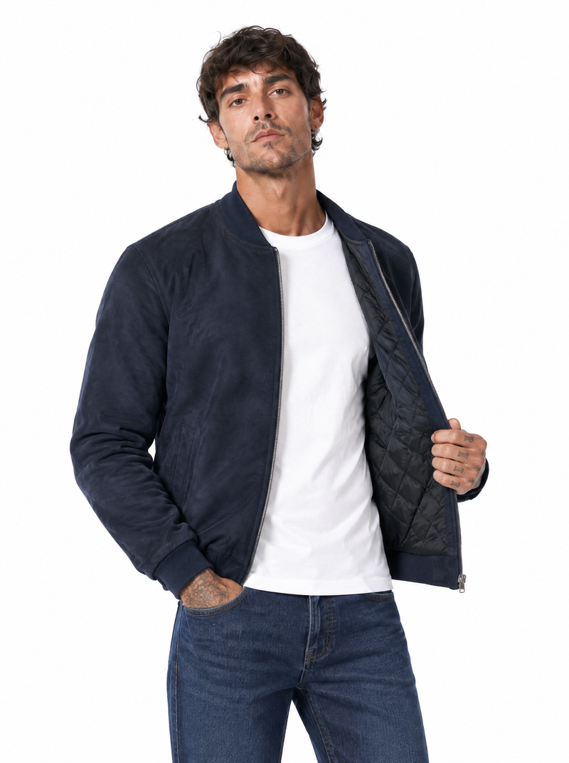 Giubbino eco-camoscio blu ZM5302