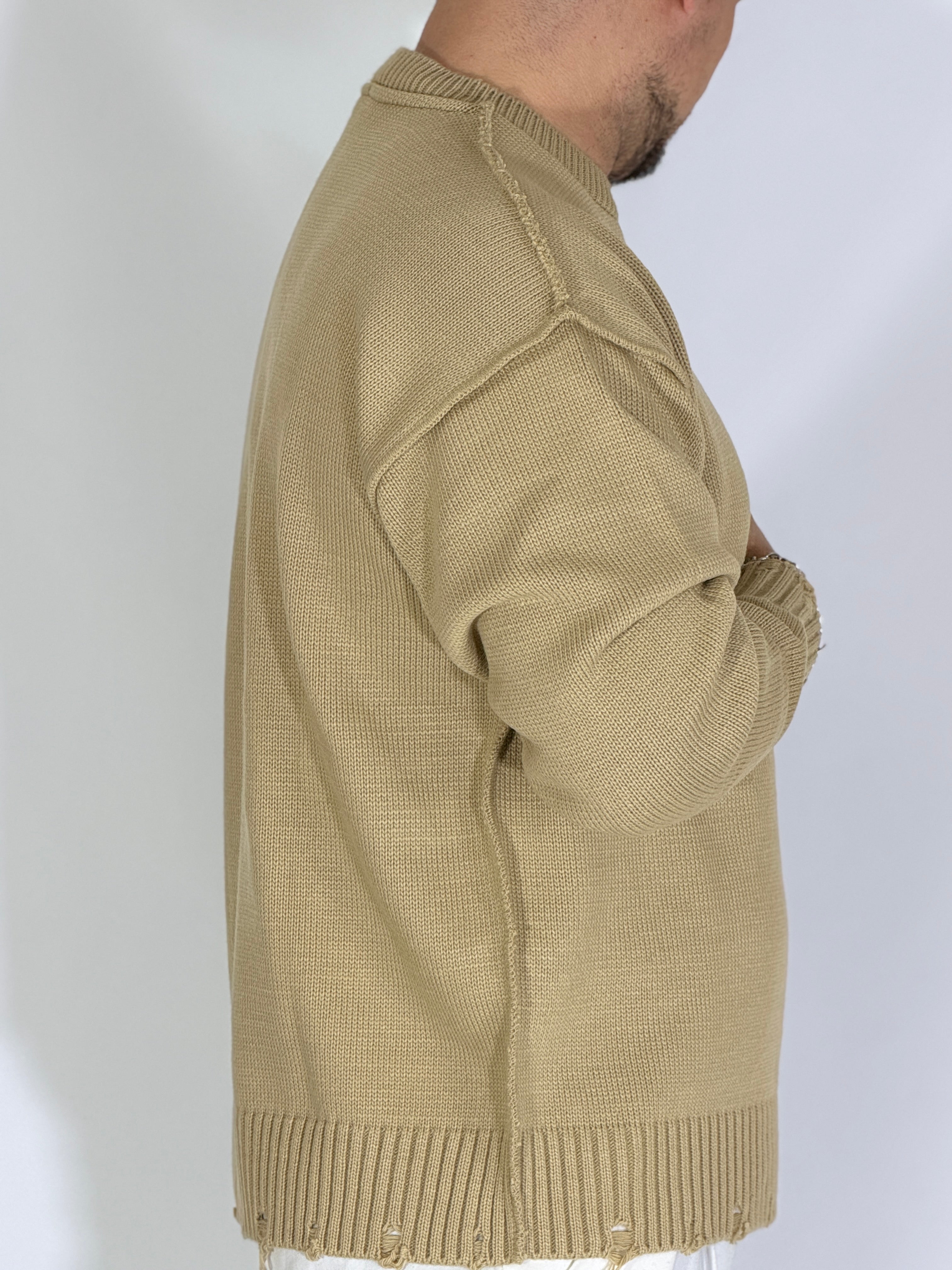 Maglia cucitura inversa beige TBS17