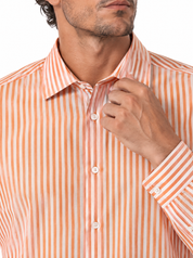 Camicia cotone rigata arancio 601/BLK