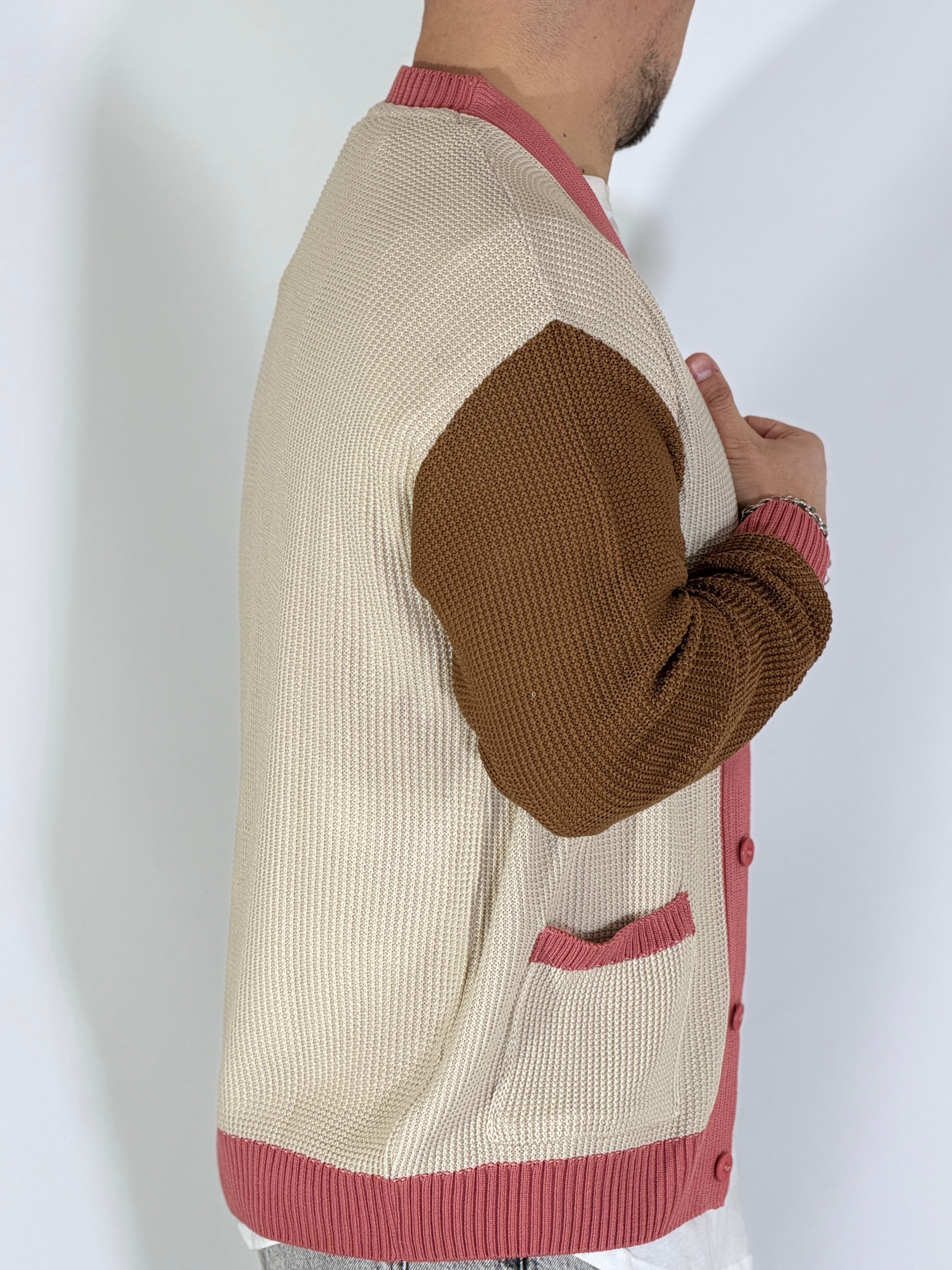 Dale · Cardigan tricolor avorio