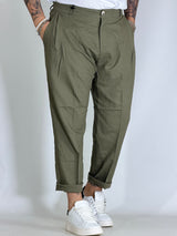 Nomad lino · Pantalone carrot con pince militare