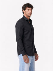 Camicia basic collo francese nera F60