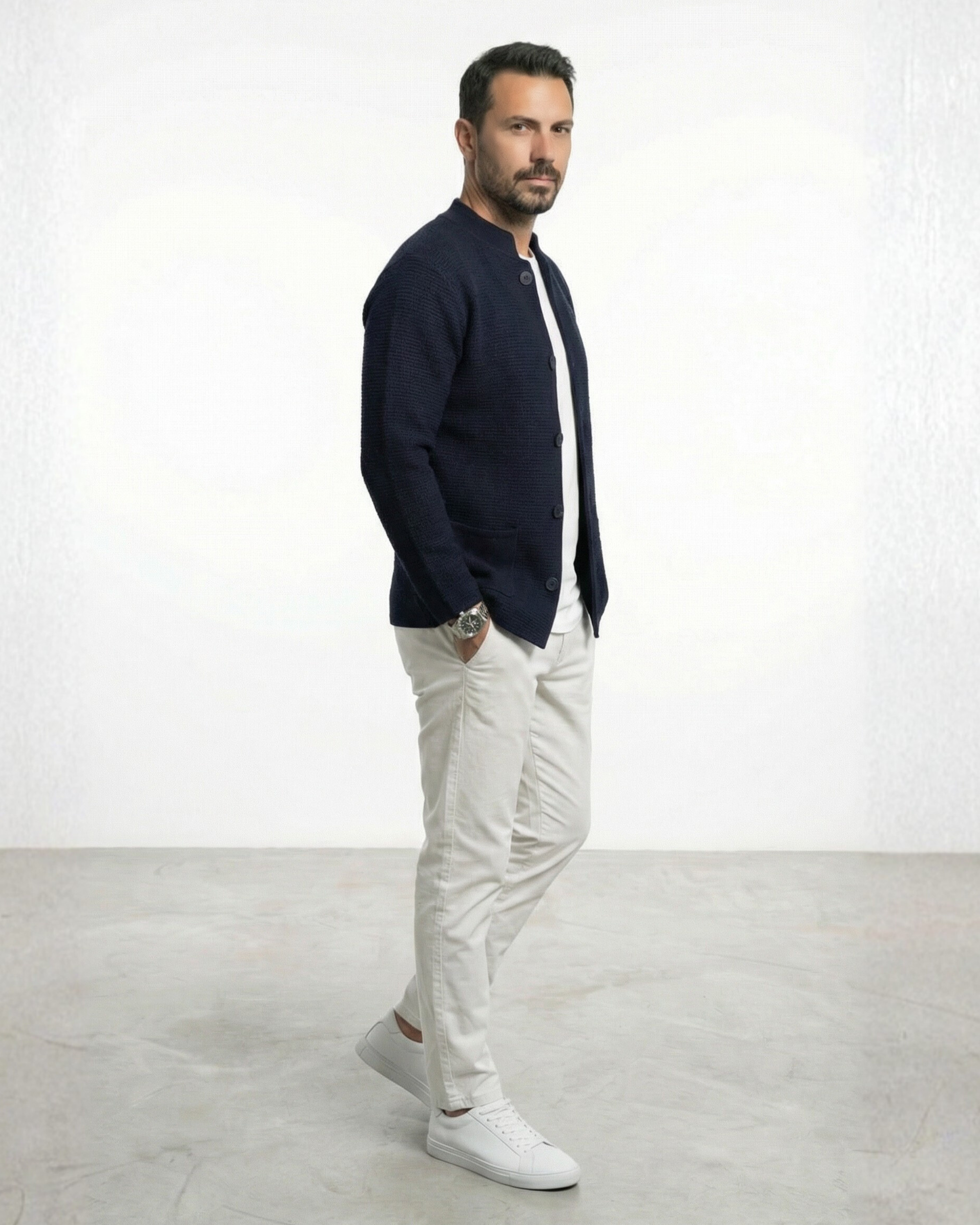 Seven · Cardigan coreano blu