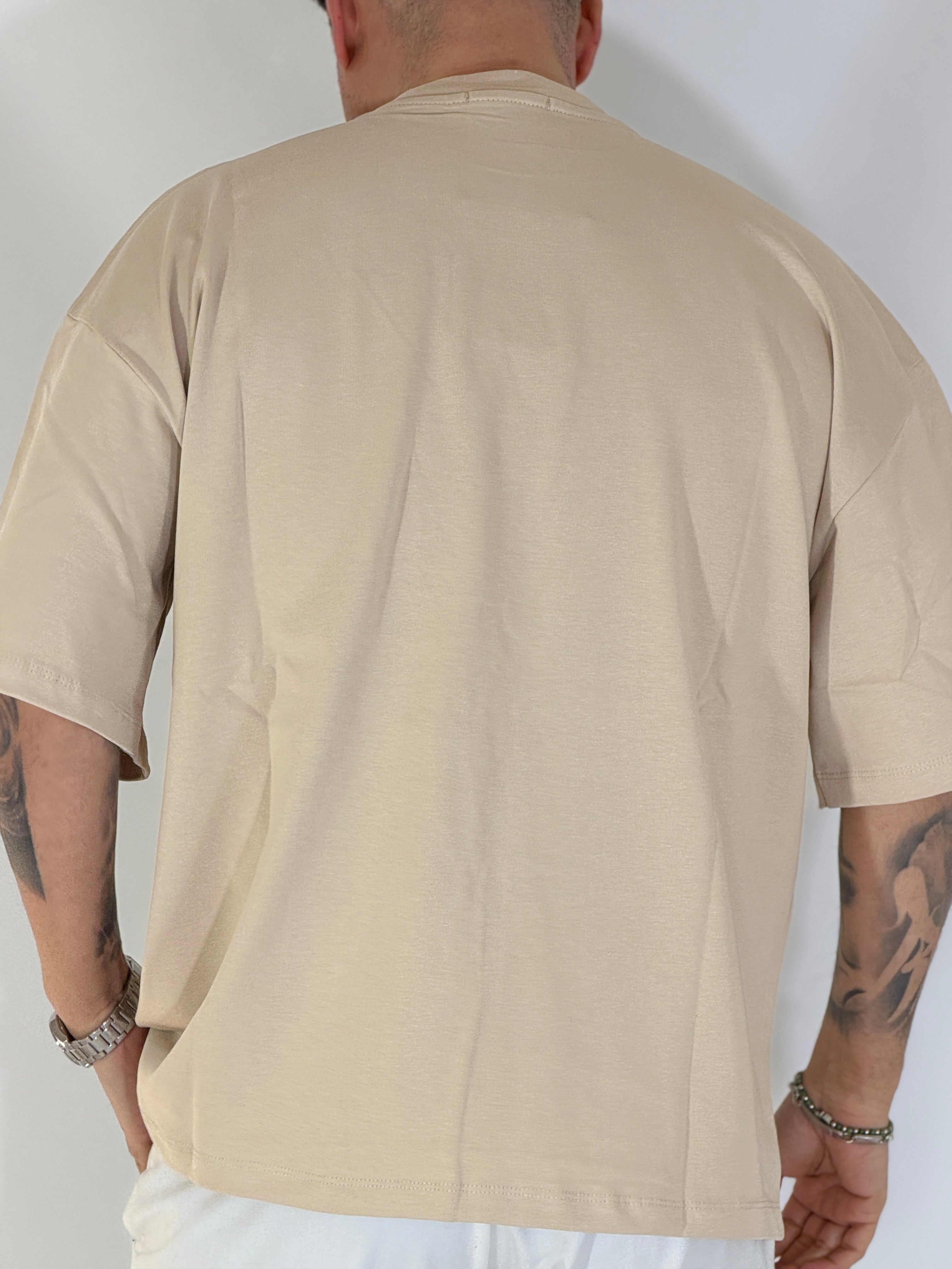T-shirt over tre quarti avorio 6003PE