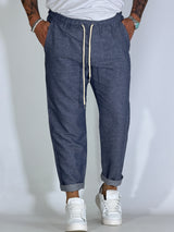 Pantalaccio effetto lino spigato blu NERANO